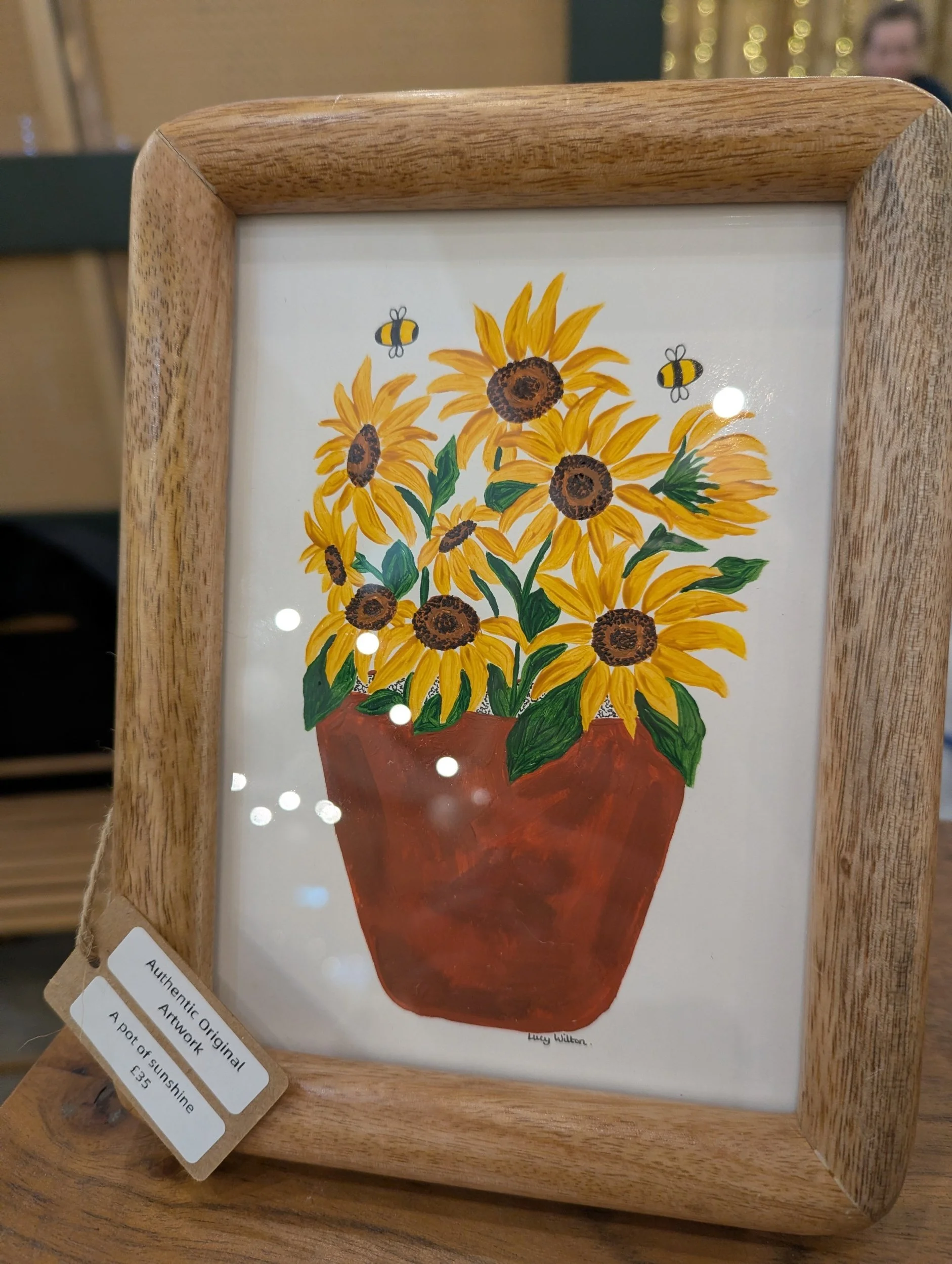 A pot of sunshine original botanical bee artwork