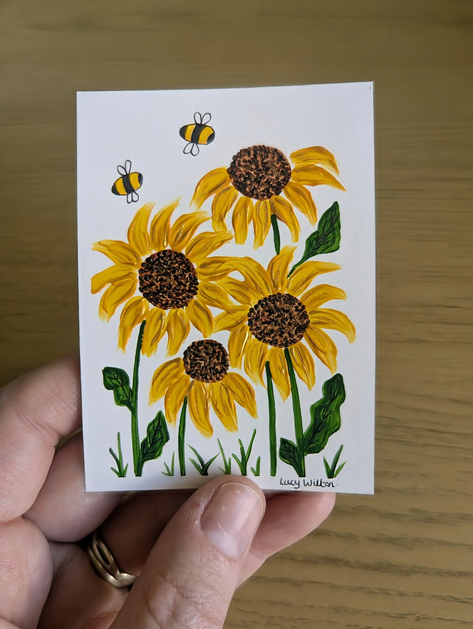 Mini Botanical ACEO Painting - Sunflower power