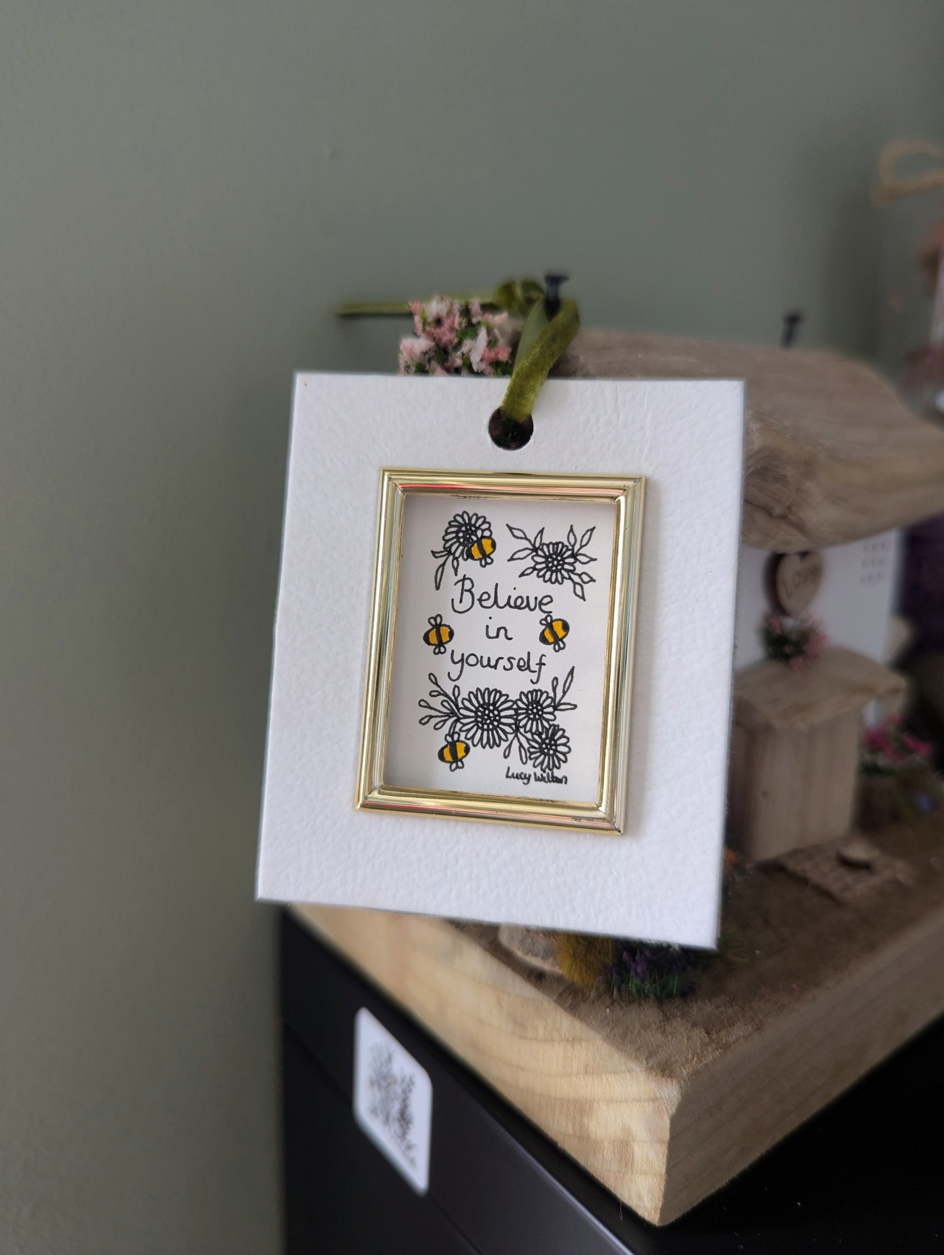 Believe in yourself original botanical bee artwork