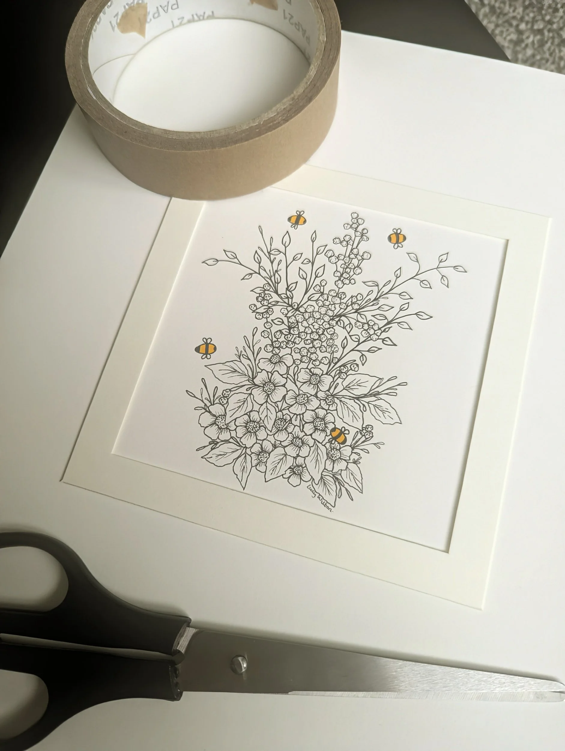 The bloom that waited original botanical bee artwork