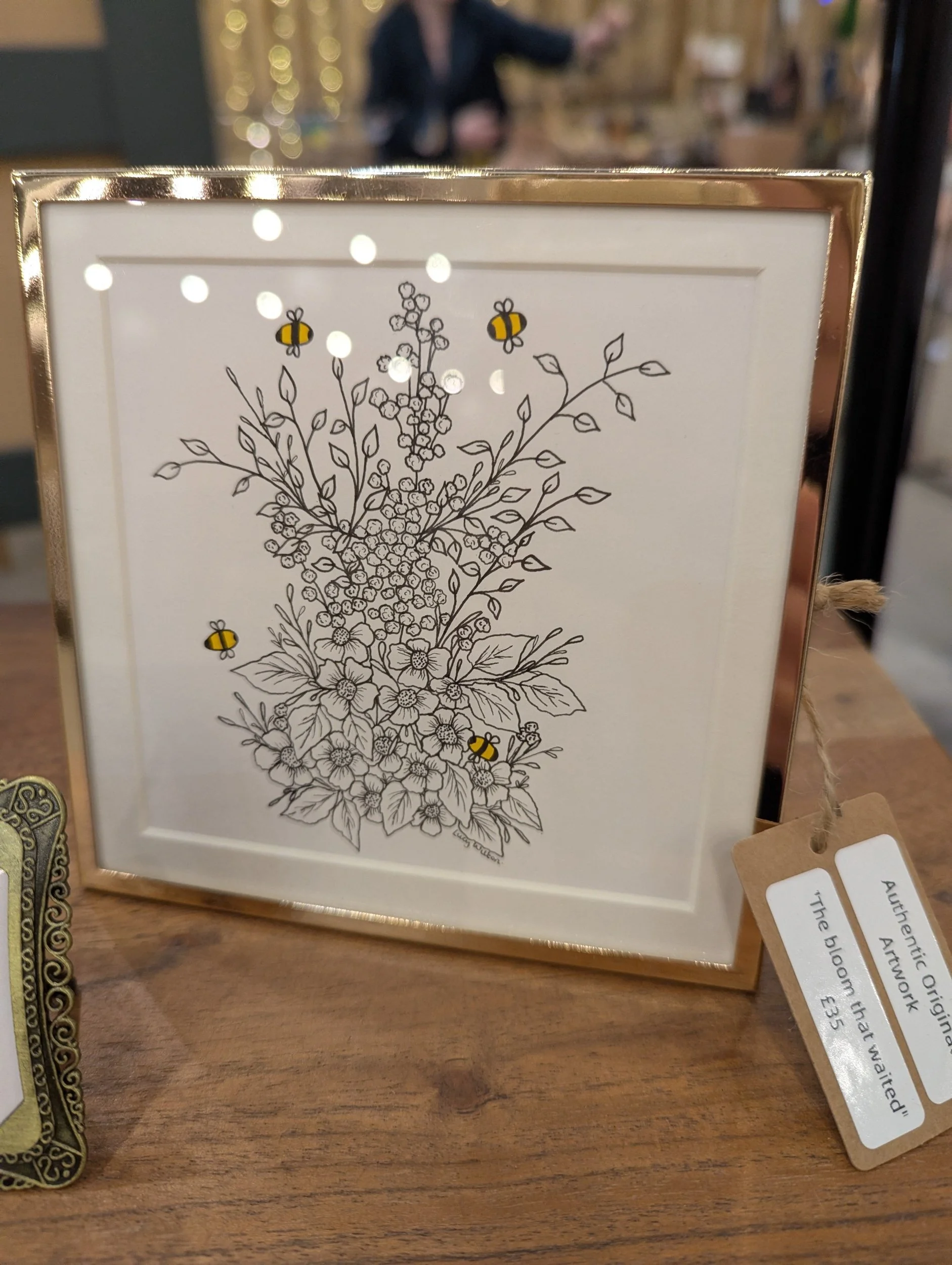The bloom that waited original botanical bee artwork