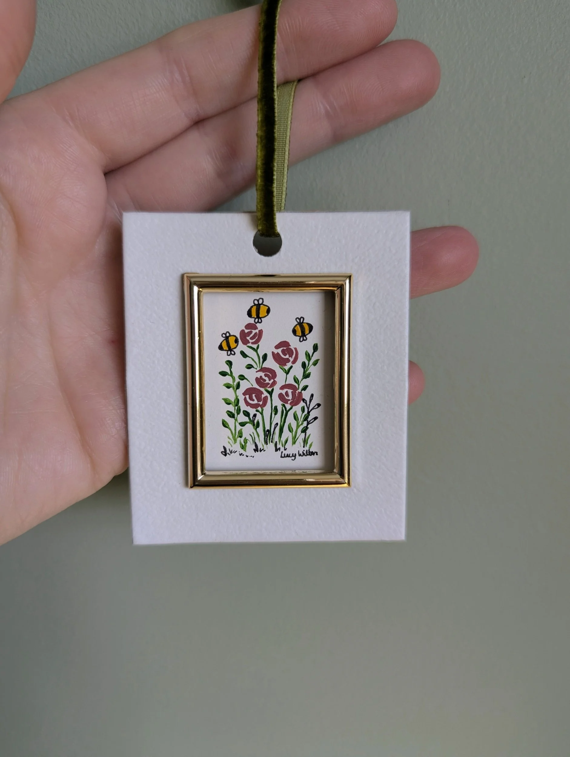 Roses original botanical bee artwork