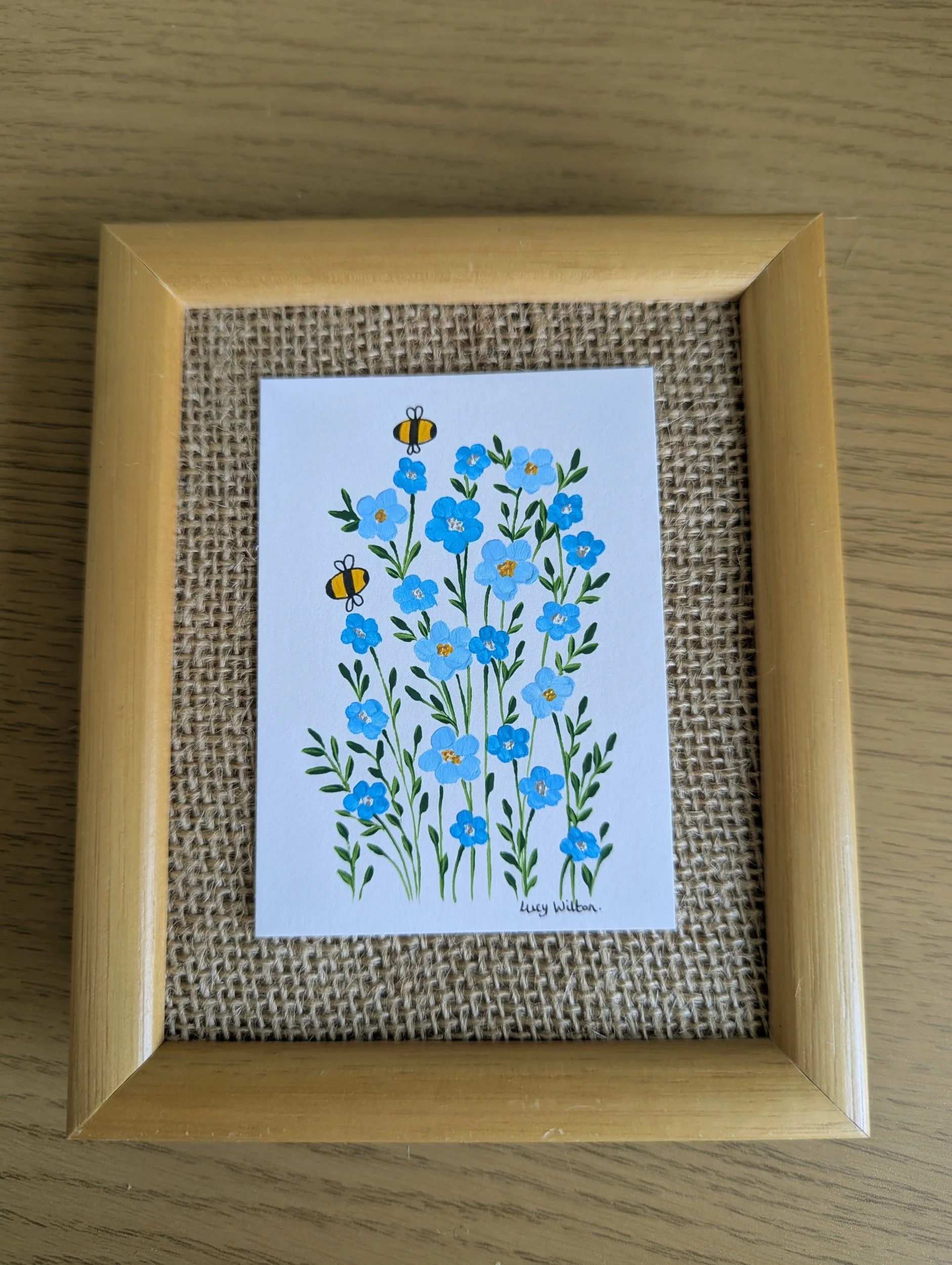 Mini Botanical ACEO Painting - Forget-me-not meadow