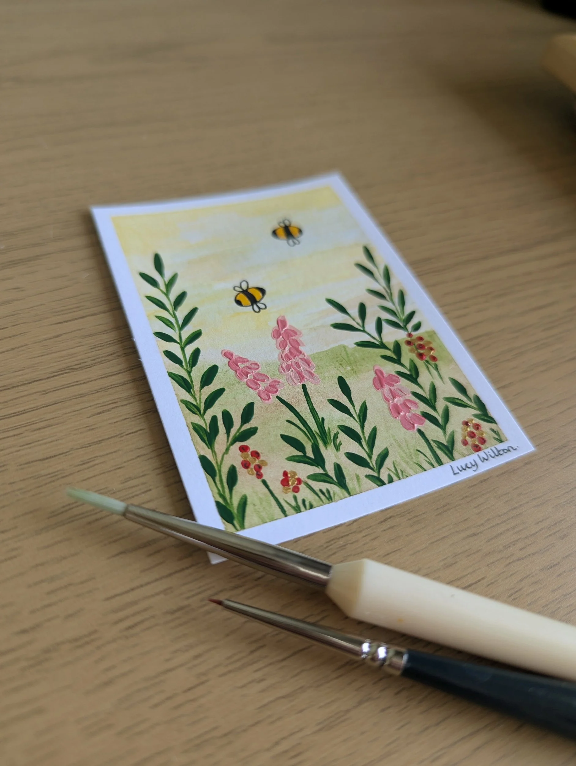Mini Botanical ACEO Painting - Tranquil evening