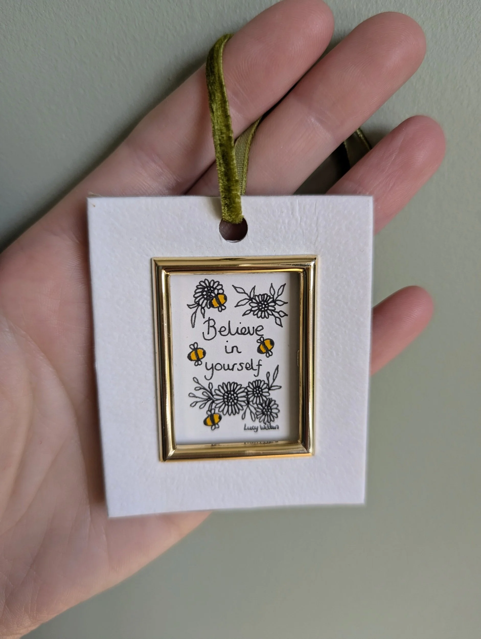 Believe in yourself original botanical bee artwork