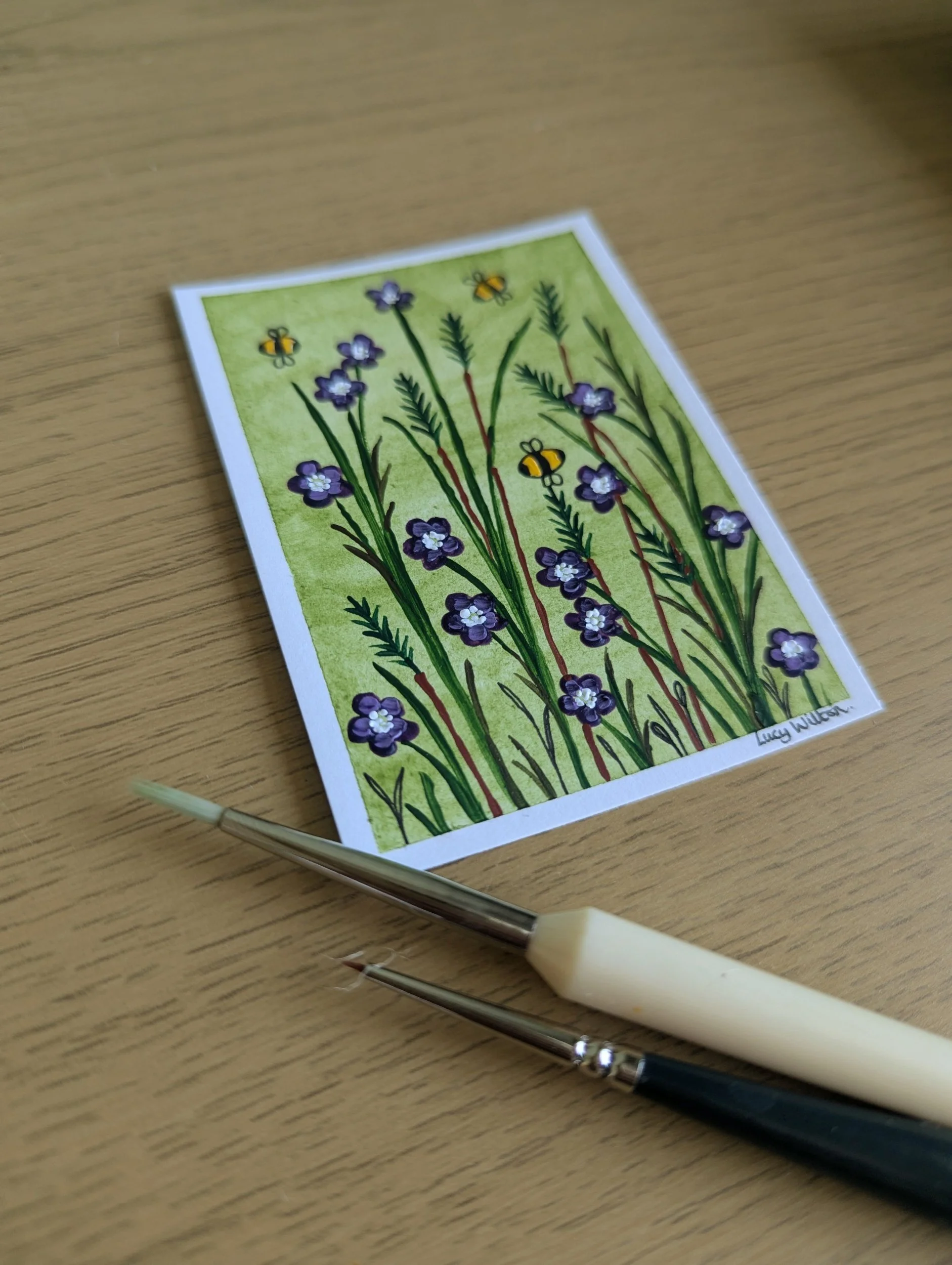Mini Botanical ACEO Painting - A quiet space