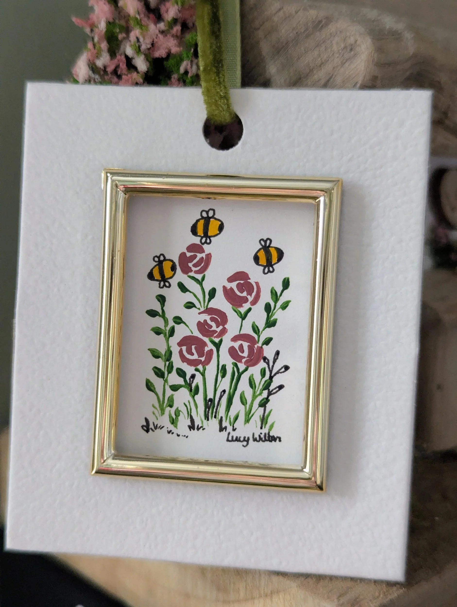 Roses original botanical bee artwork