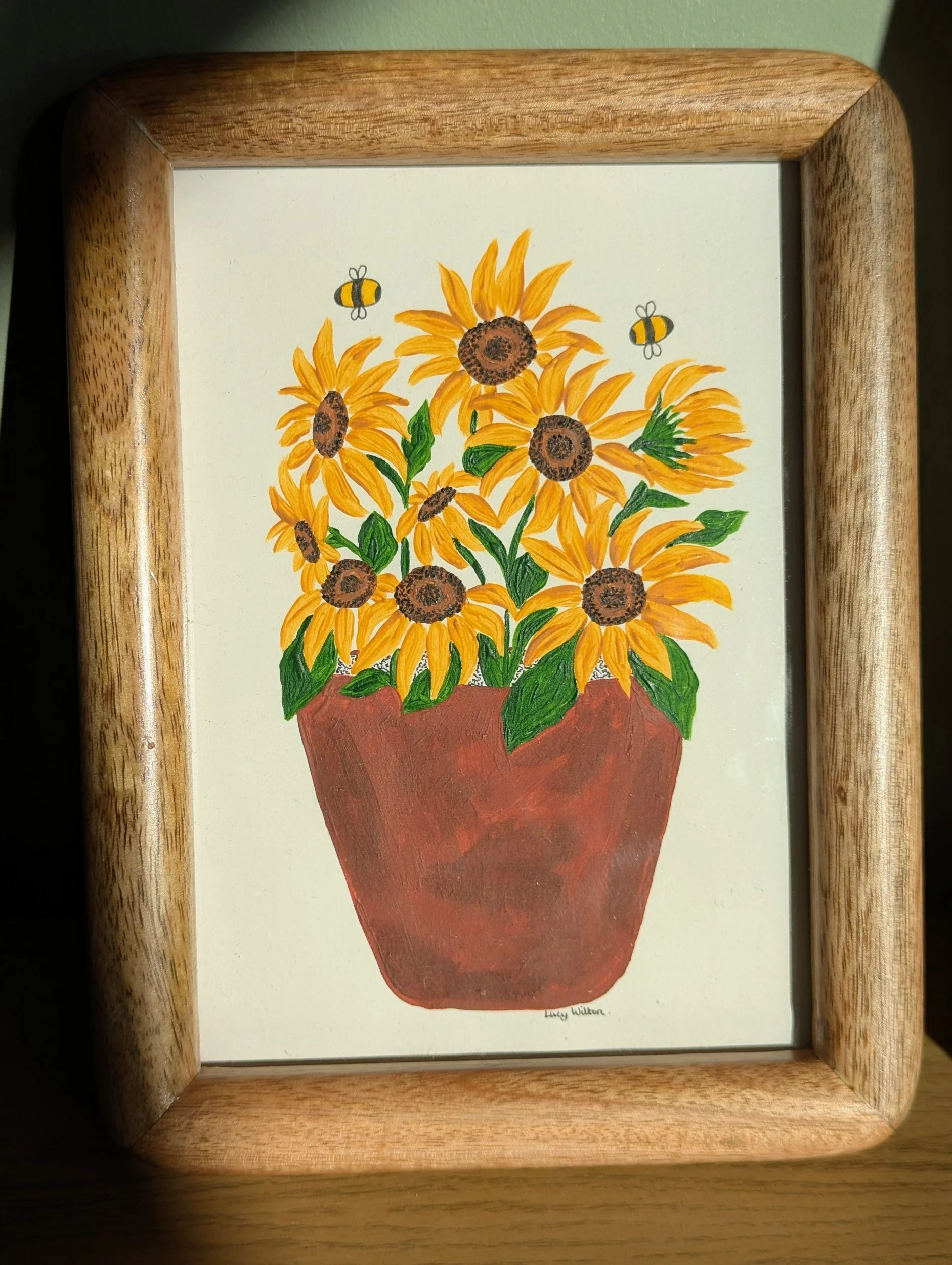A pot of sunshine original botanical bee artwork