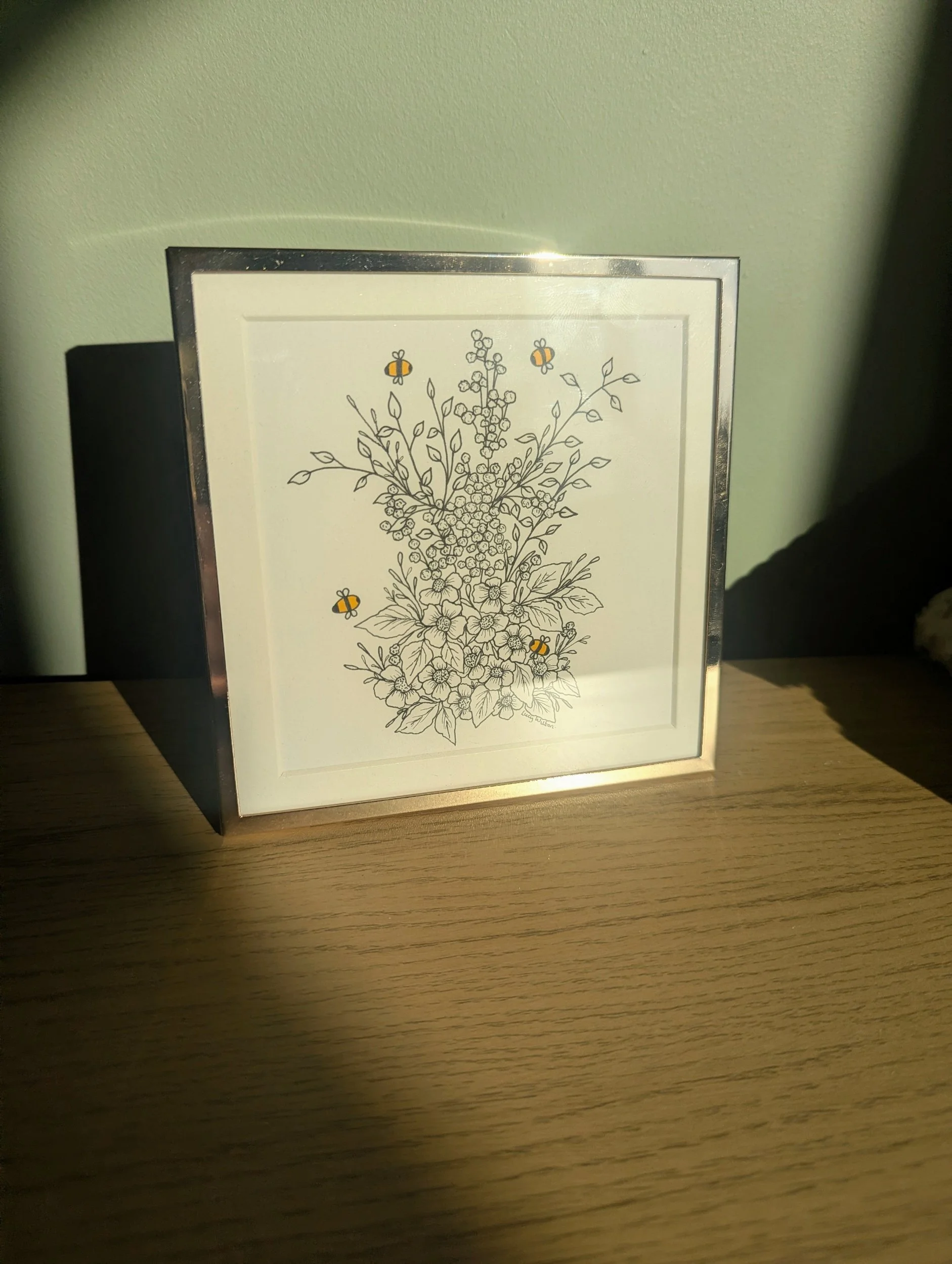 The bloom that waited original botanical bee artwork