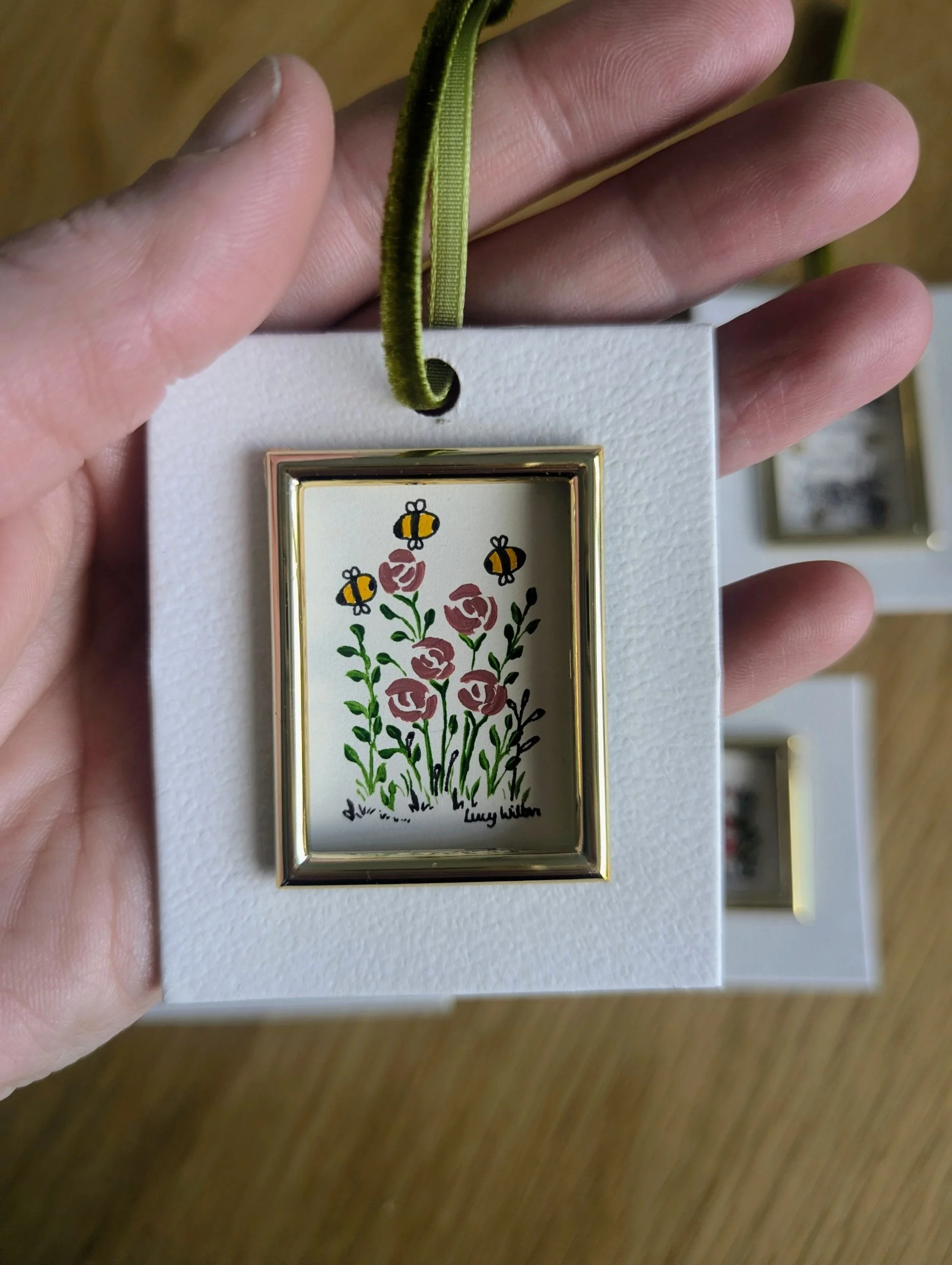 Roses original botanical bee artwork
