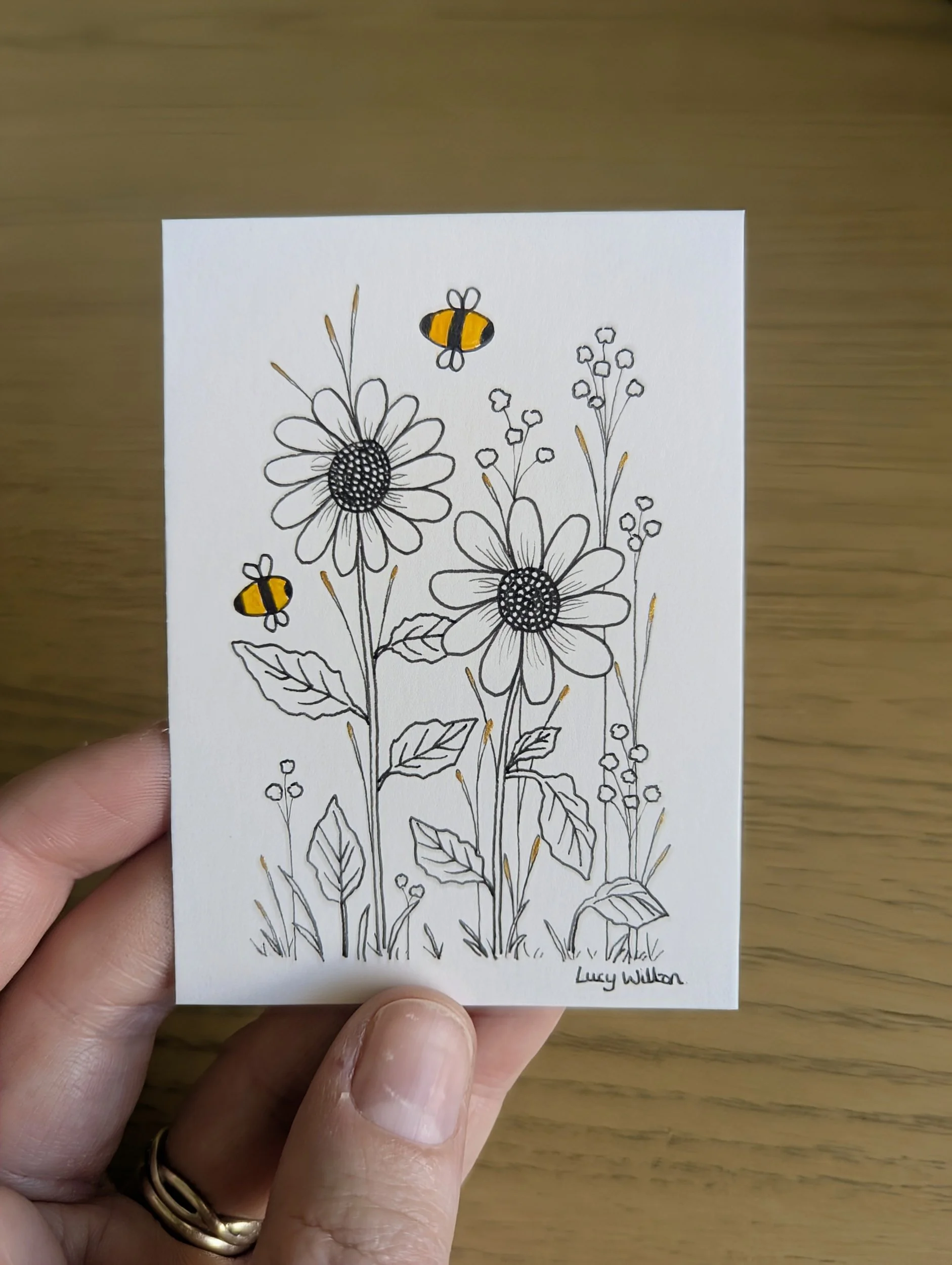 Mini Botanical ACEO Painting - Happy flower