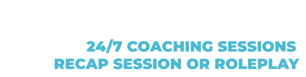 Text promoting AI avatar coaches offering 24/7 coaching sessions, recap sessions, or roleplay.