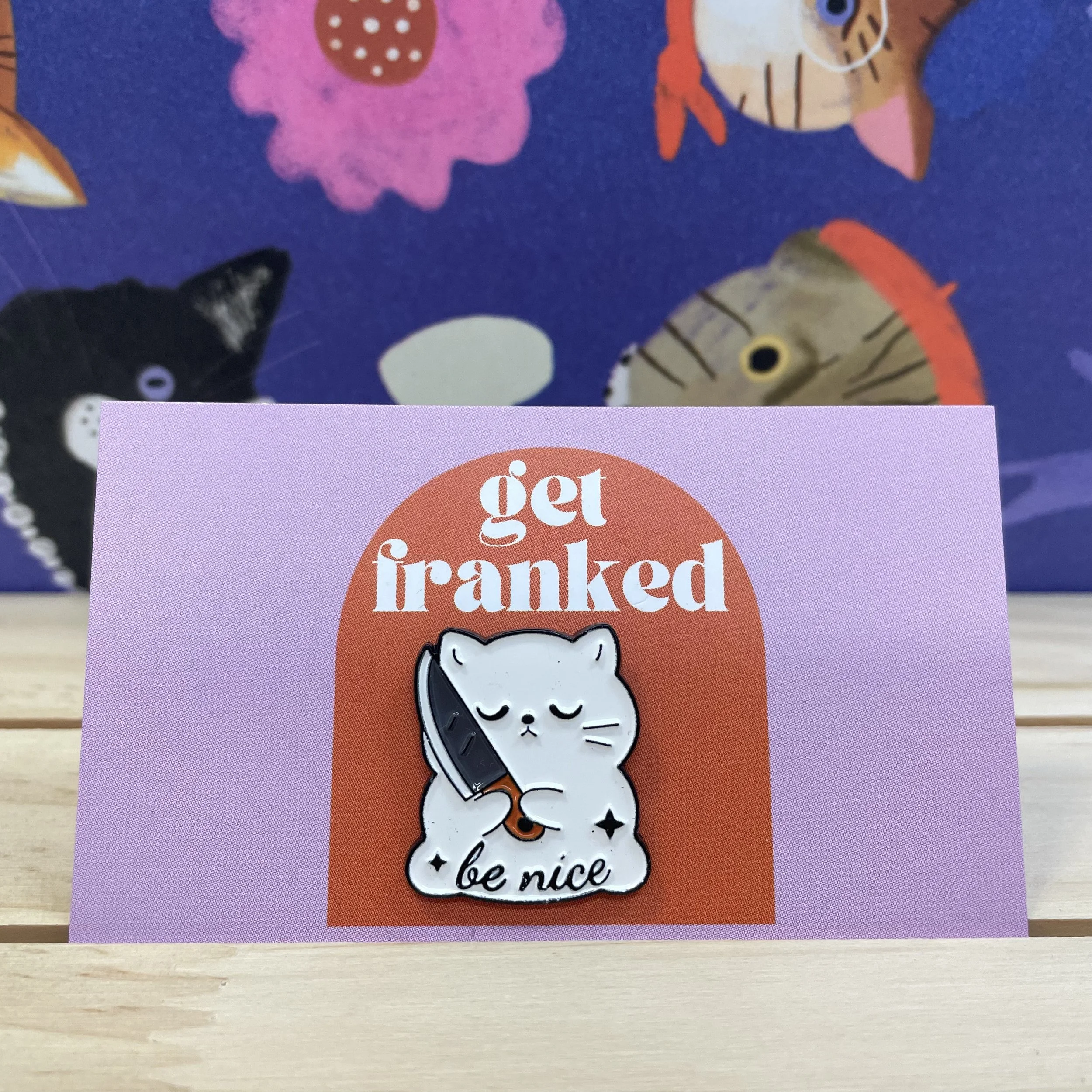 Pin: White cat with knife (V3)