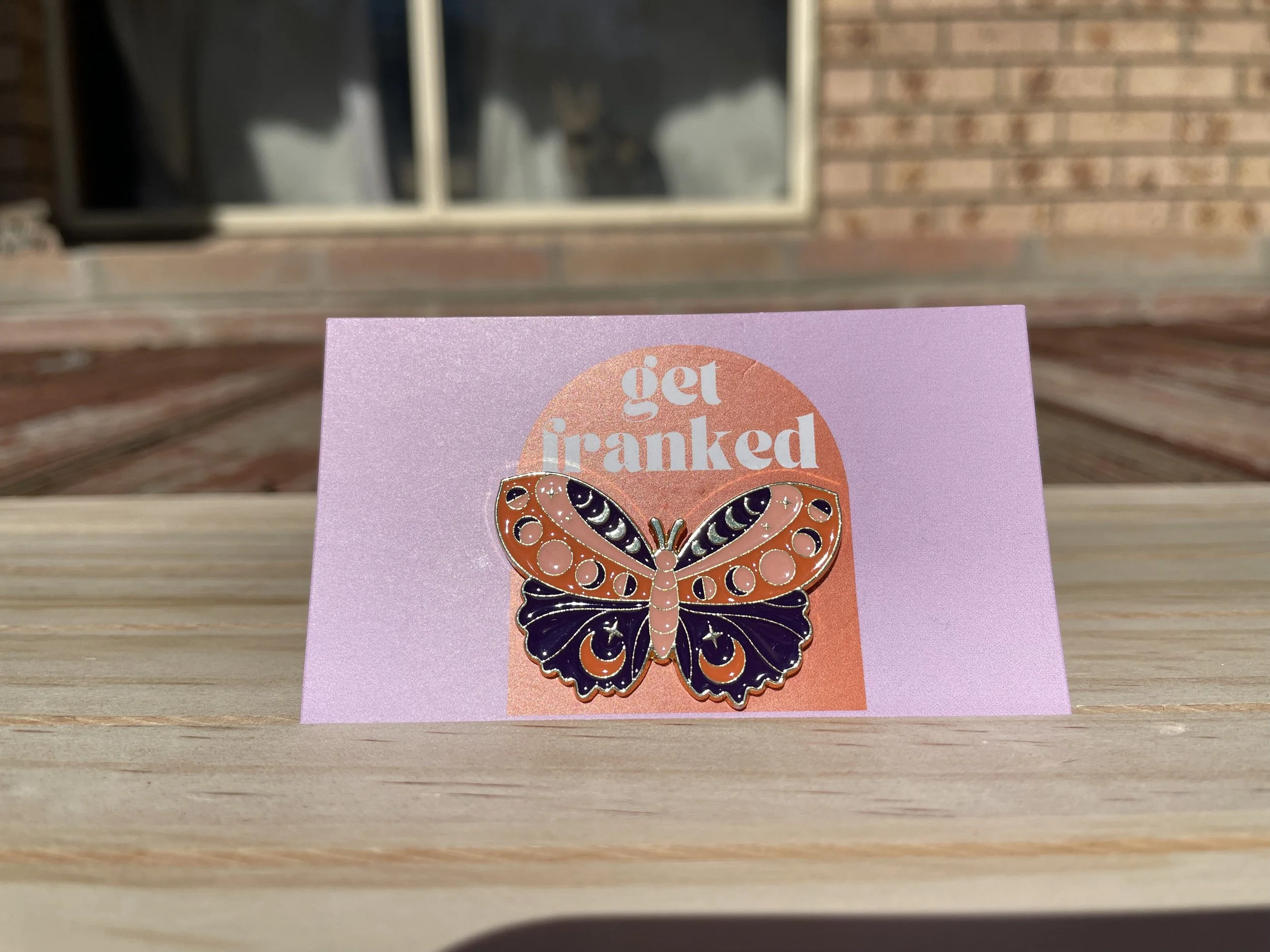Pin: Butterfly (blue, orange and pink)