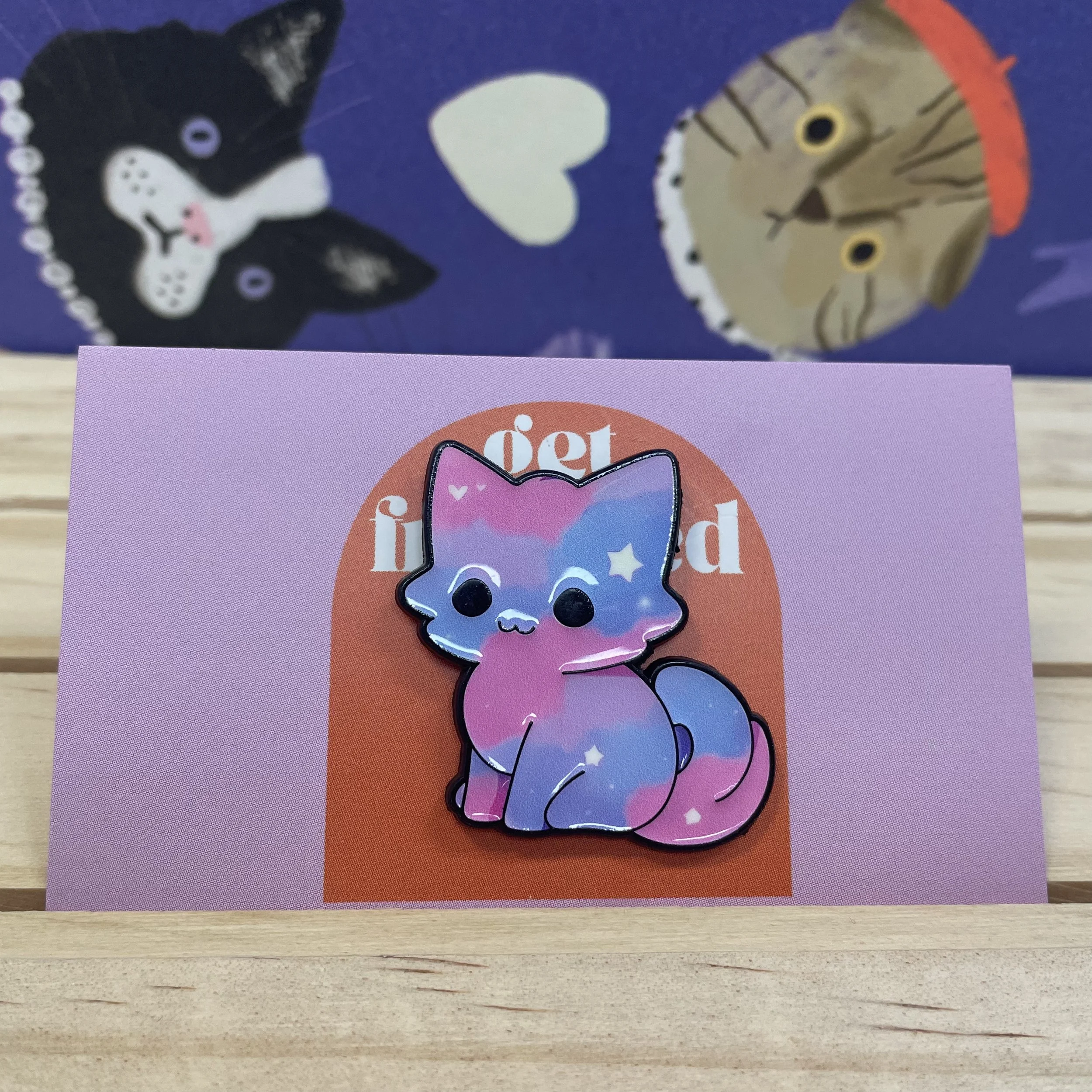 Pin: Pink and blue cat