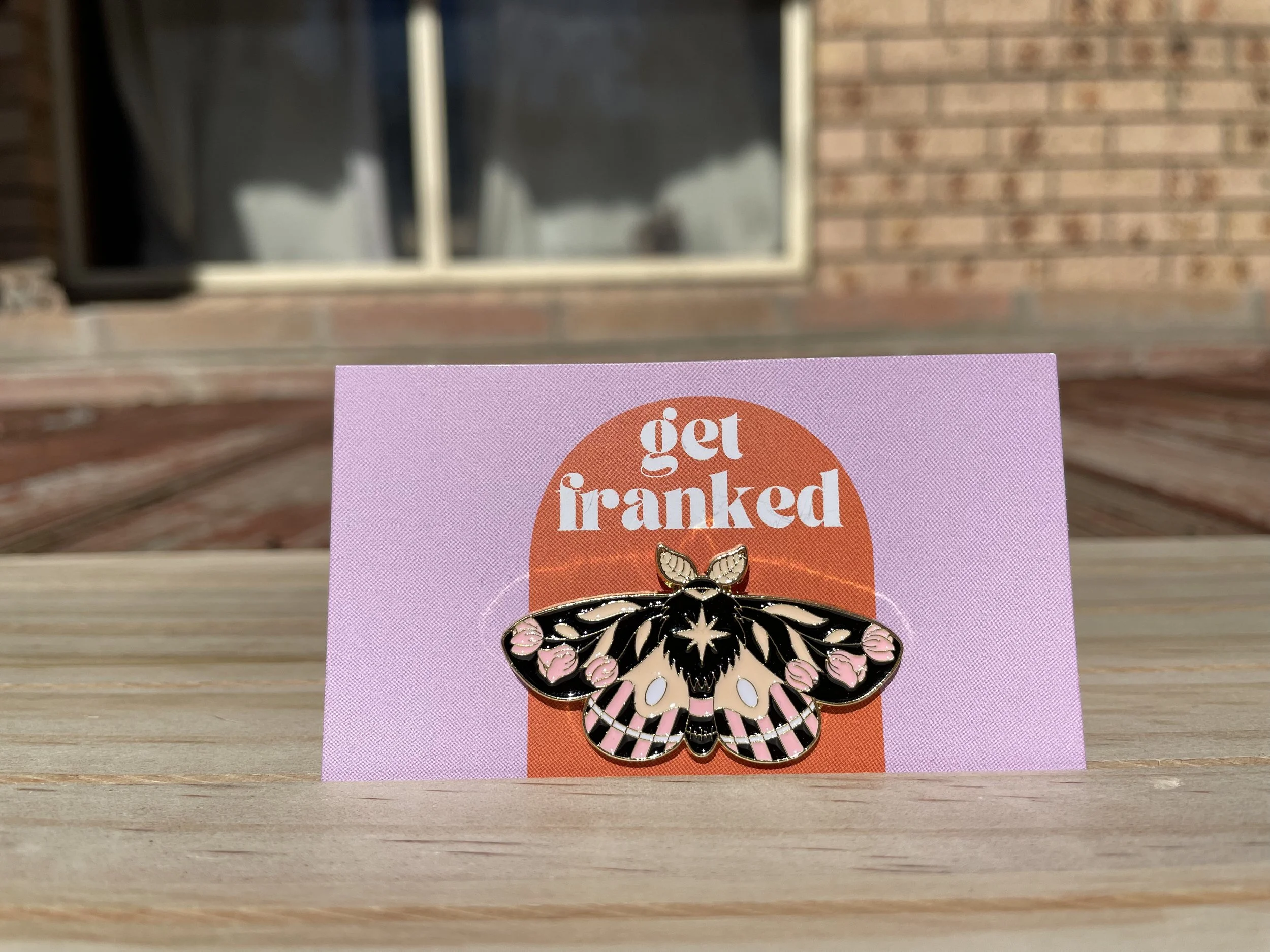 Pin: "Butterfly (black, beige and pink)