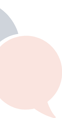 Three speech bubbles in different colors and sizes, symbolizing communication