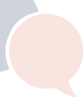 Two speech bubbles, one gray and one pink, overlapping.
