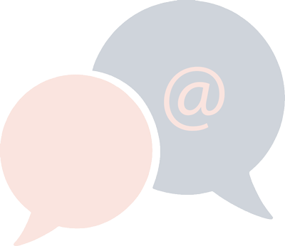 Two speech bubbles, one with the '@' symbol