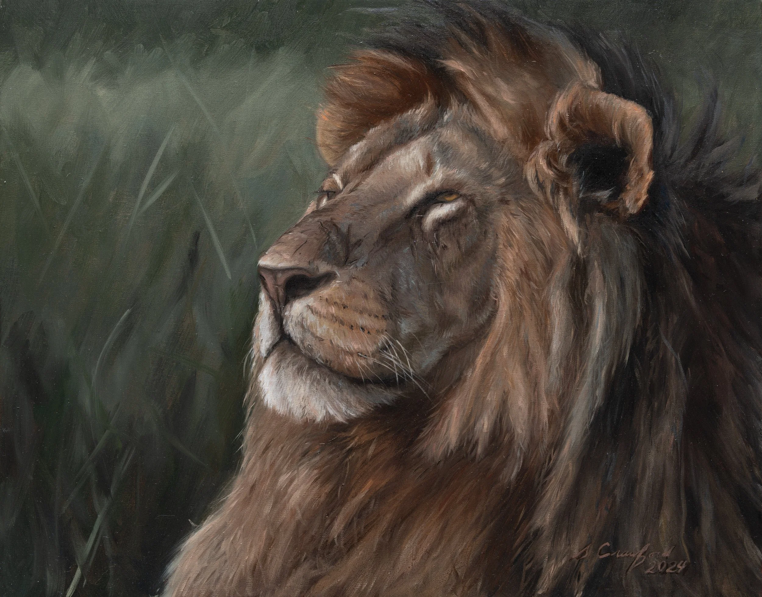 Regal in Reverie, 2024, Oil on linen , 50.8 x 40.64 cm, 20 x 16 in, Available through Gallery (stallthreestudio.com)