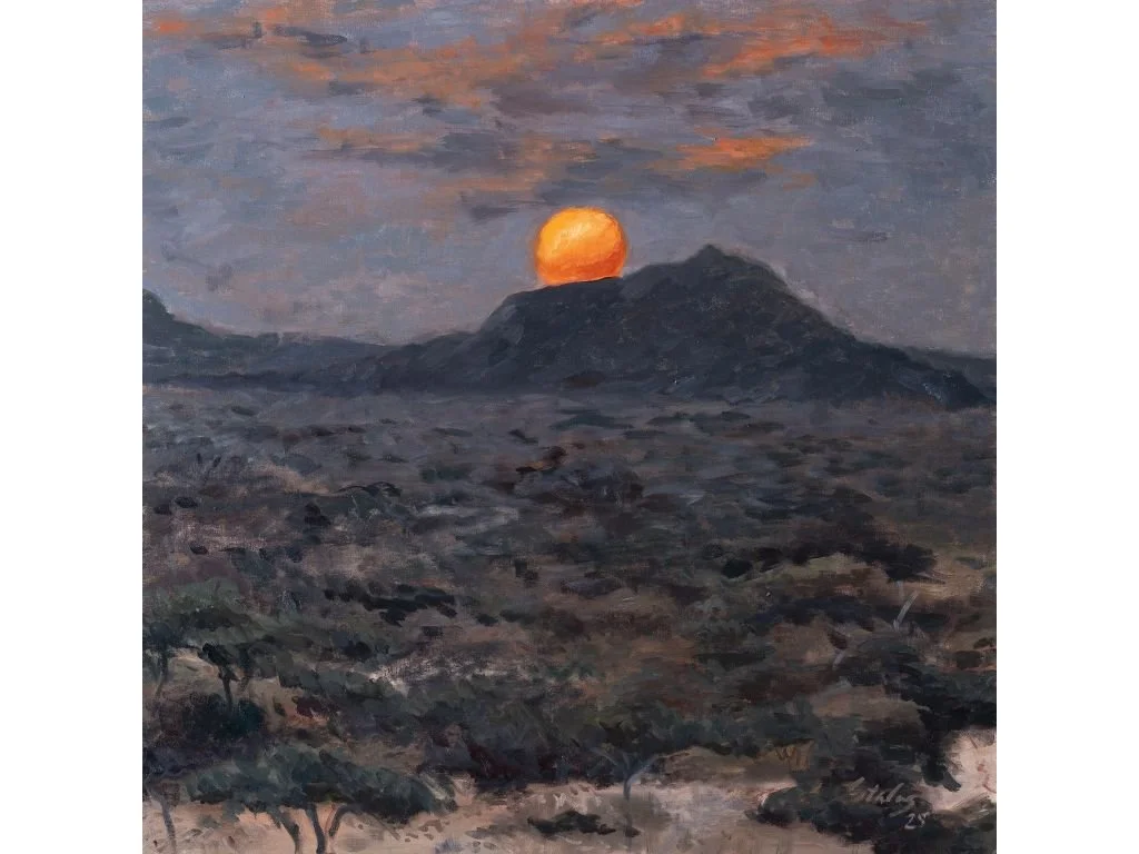In a Blink (Purple Landscape), 2025, Oil on linen, 76.2 x 76.2 cm. , 30 x 30 in., Available through Gallery (stallthreestudio.com)