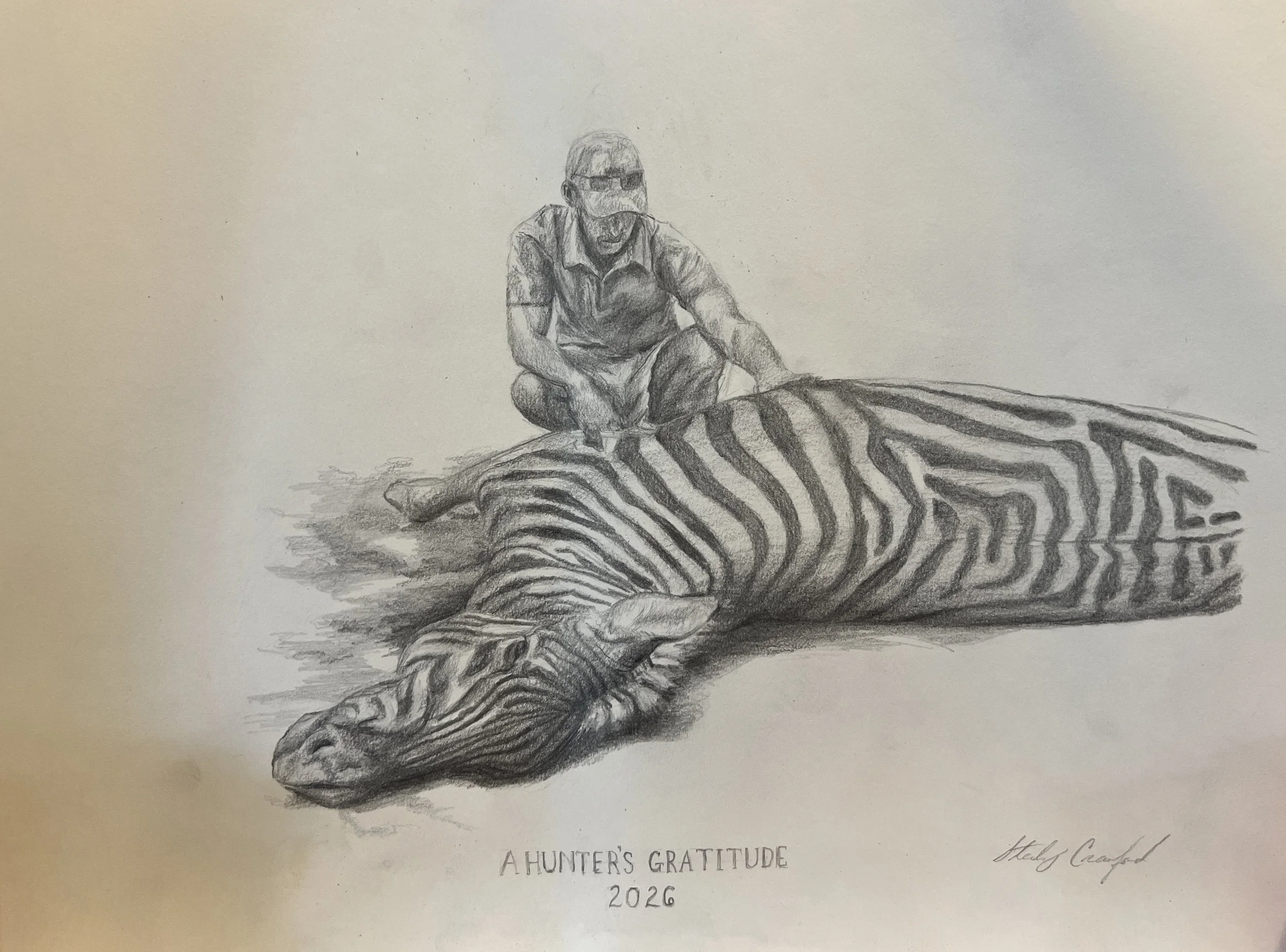 A Hunter's Gratitude, 2026, Pencil on Paper, 25.4 x 17.8 cm, 10 x 7 in, Private Collection