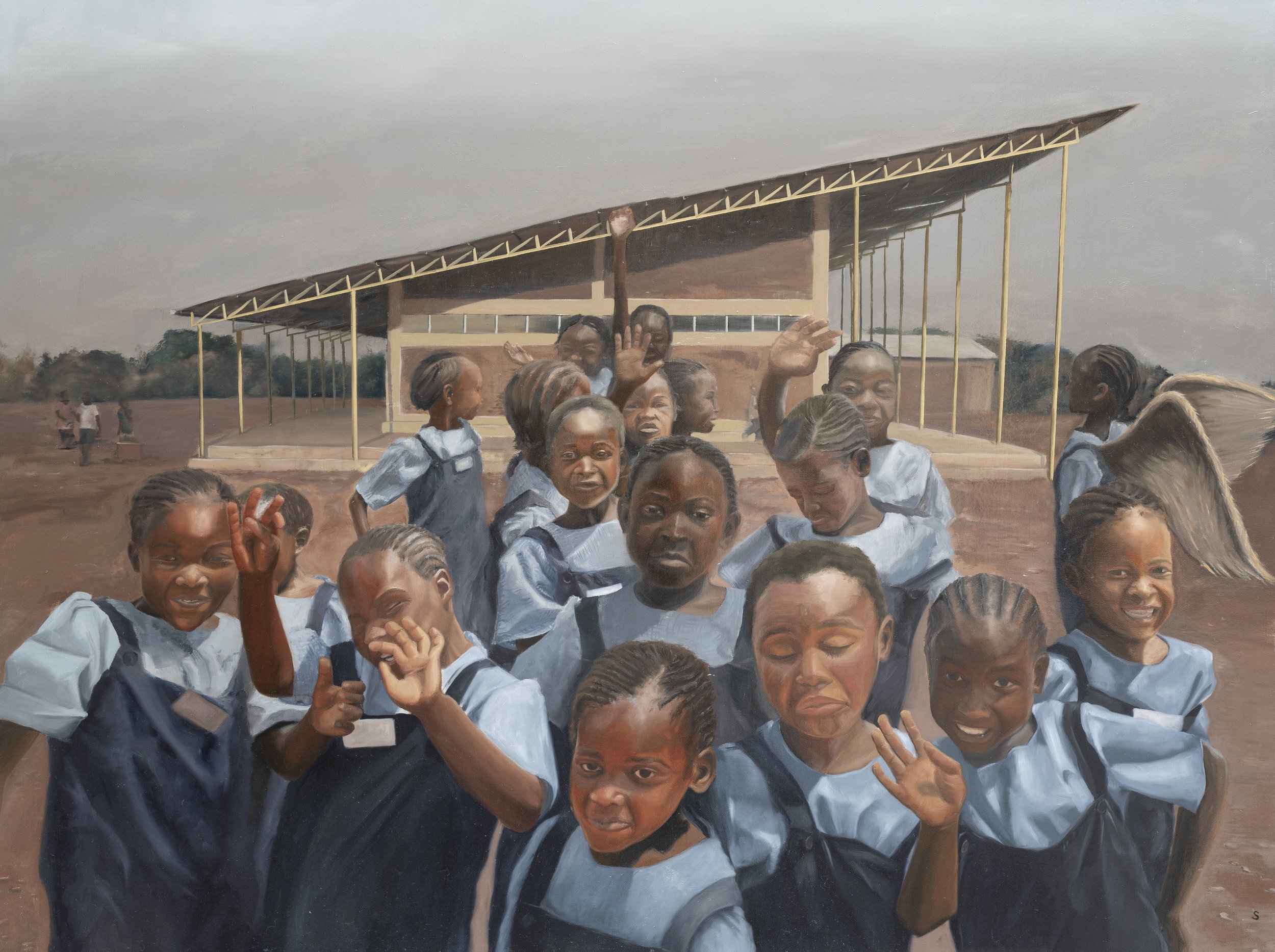 Wings to Lead (A painting for Malaika), 2023, Oil on linen, 101.6 x 76.2 cm, 40 x 30 in, Available (with a percentage of proceeds going to student's education in the DRC)