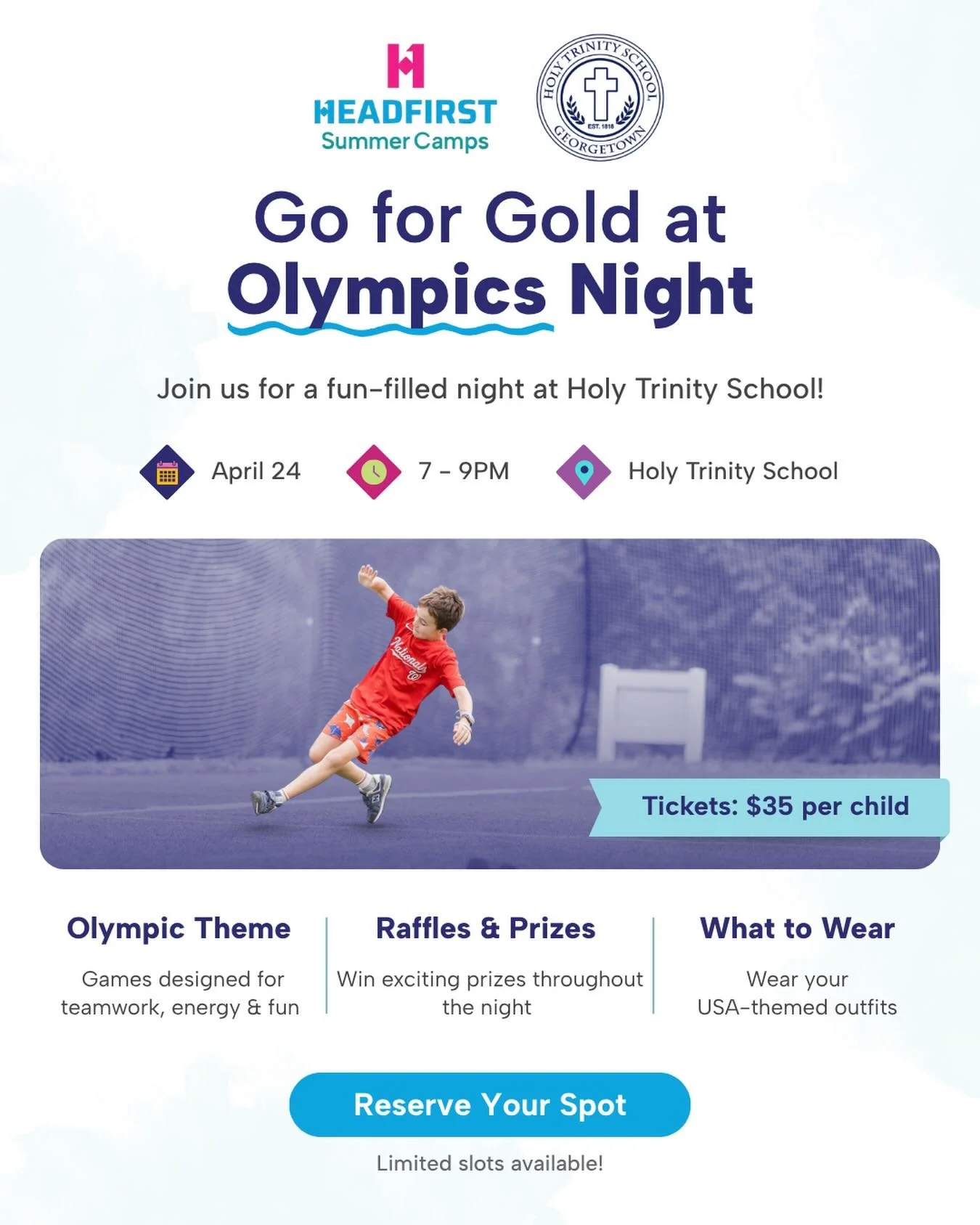 Game Night is here April 24th, and this year it&rsquo;s powered by Headfirst Camps. Come for the fun, stay for the competition, and bring a gently used or new game to support Leveling the Playing Field. Register now via the link in our bio. See you t