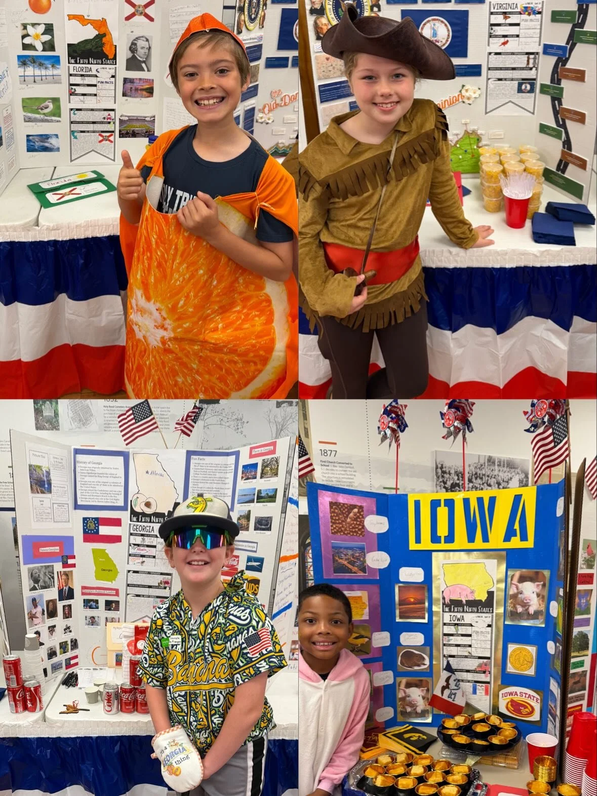 The 3rd grade state fair this morning did not disappoint! Students proudly shared their creativity, knowledge, and hard work! Great job 3rd grade! 🇺🇸🇺🇸