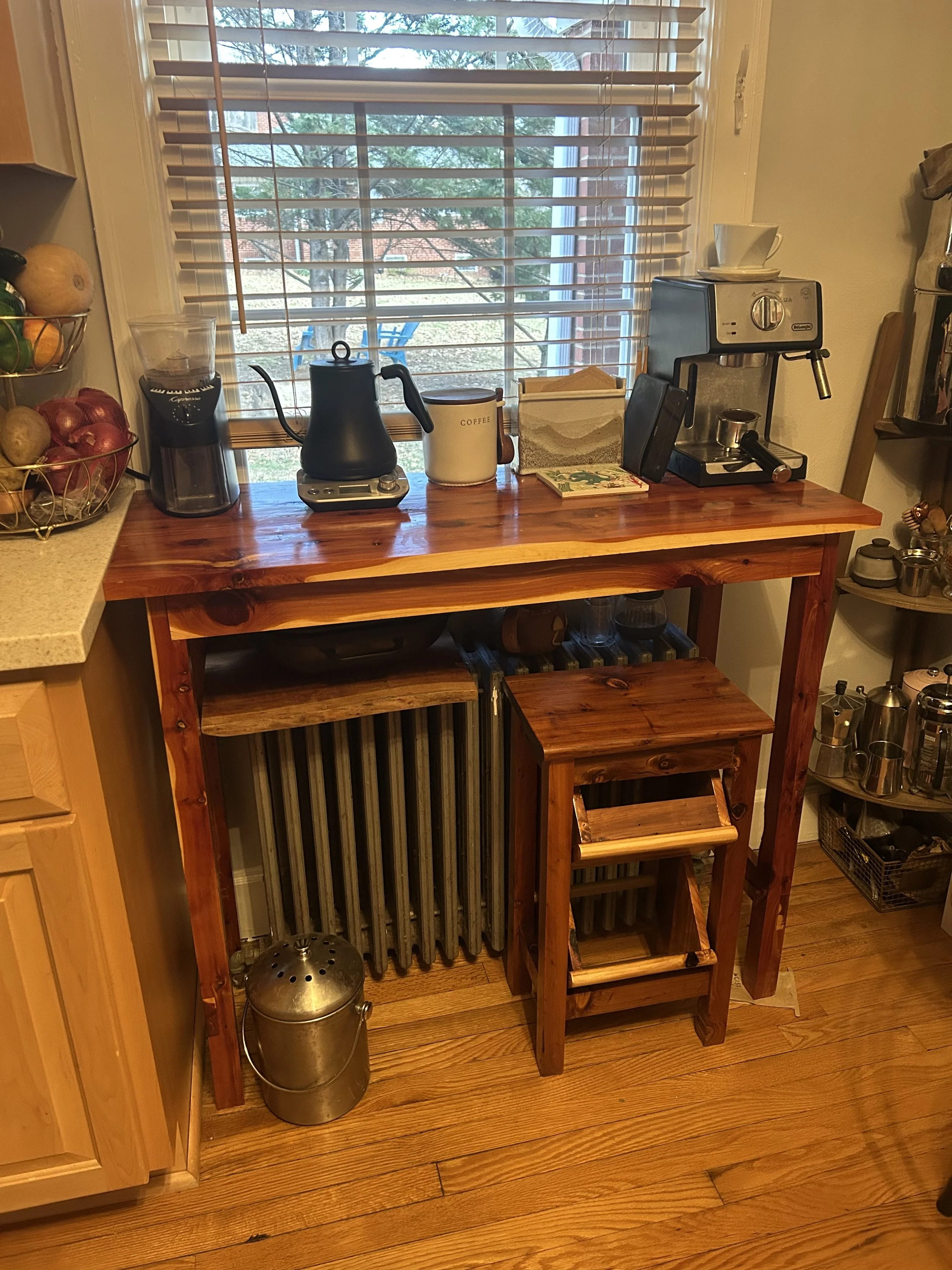 Coffee table and folding stool.jpeg