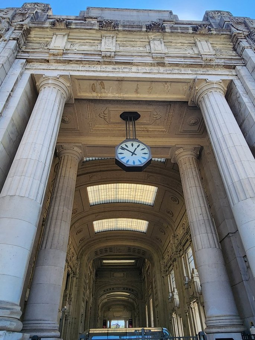 Milano Centrale Station with Soaring Ceilings and Clock