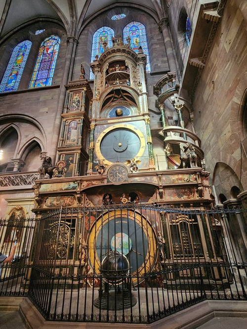 Astronomical Clock with dials in Notre Dame Cathedral Strasbourg