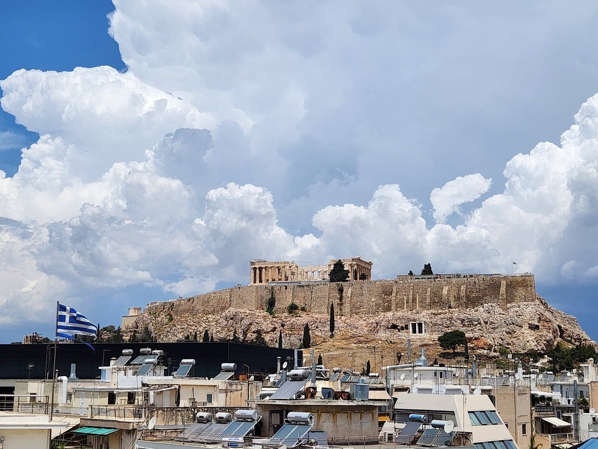 View of the Acropolis in Athens Greece