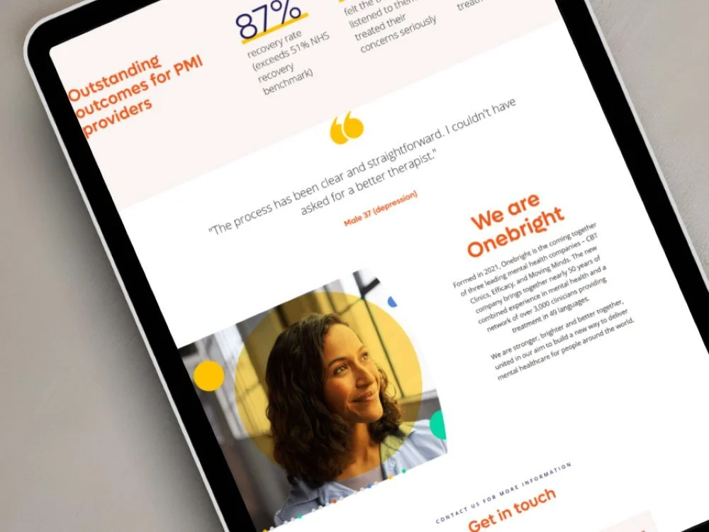 Website copywriting for a new mental health provider | OneBright