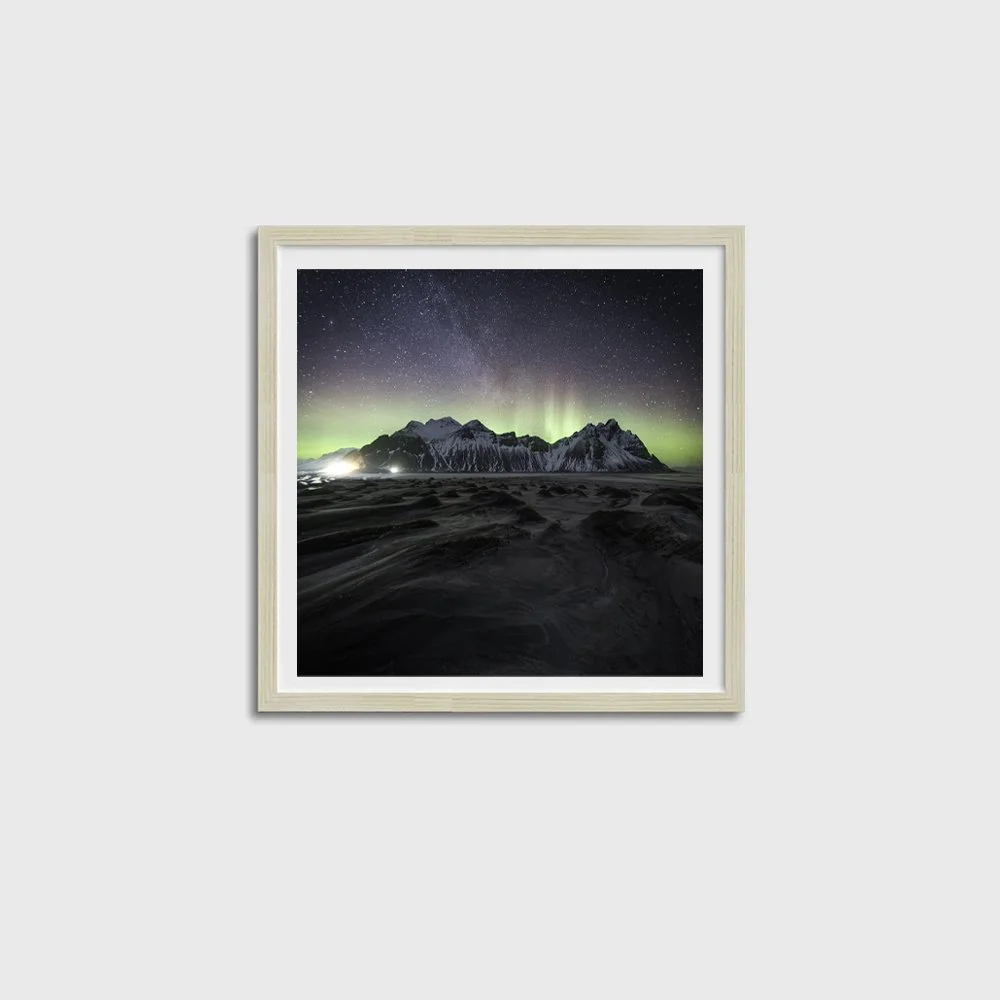 Vega over Stokksnes Sands SQUARE OAK FRAME.jpg