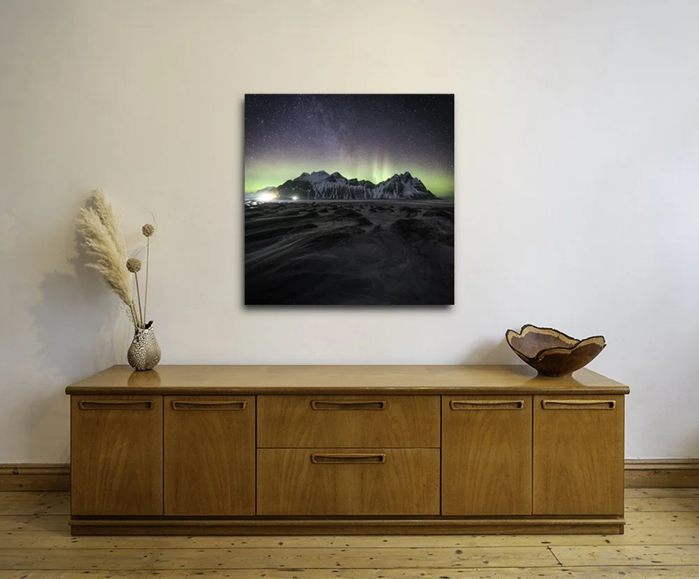 Vega over Stokksnes Sands SQUARE ACRYLIC METAL.jpg