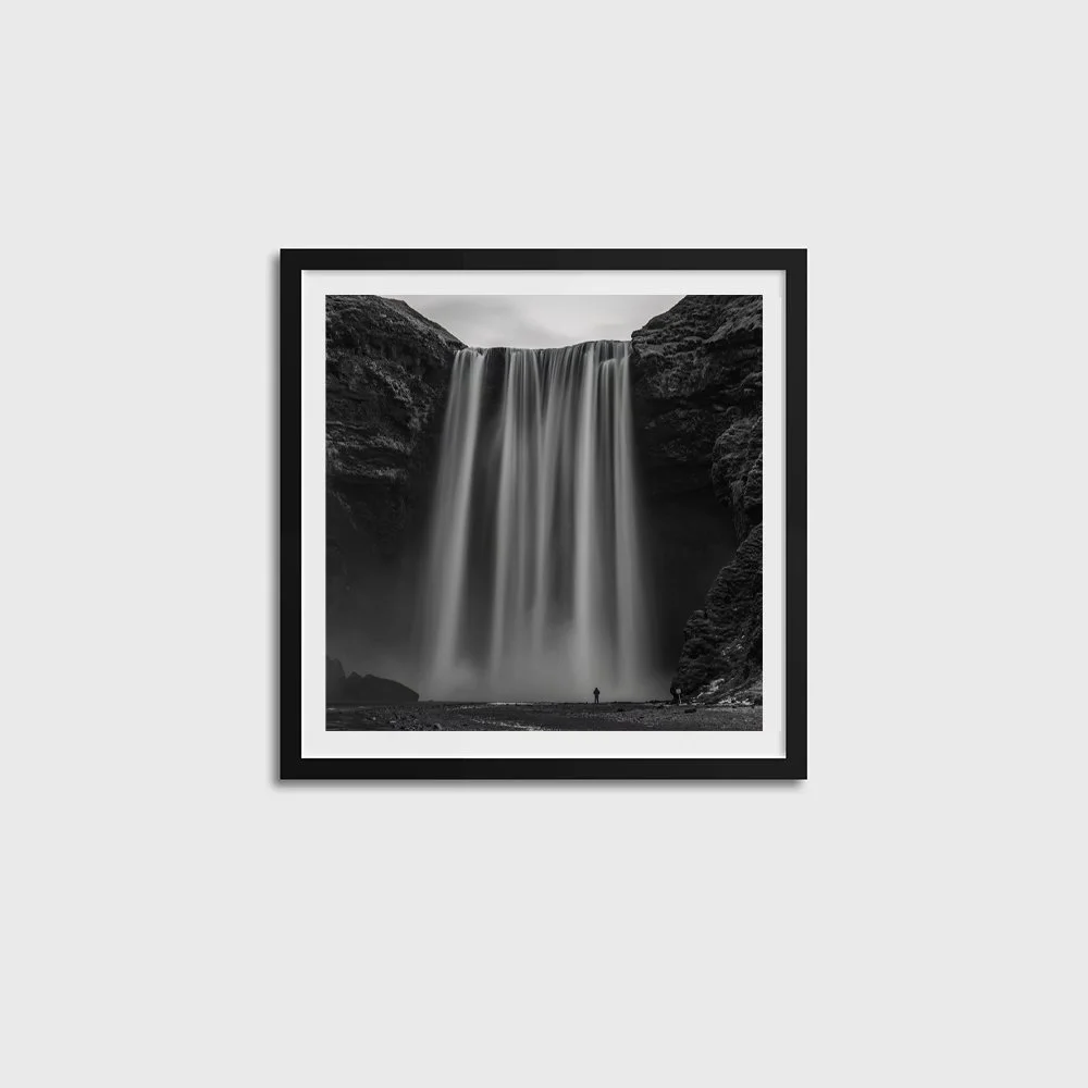 Skogafoss B&W Ben SQUARE-BLACK FRAME.jpg