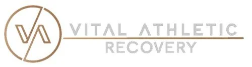 Logo for Vital Athletic Recovery with a circle enclosing stylized initials VA and the words Vital Athletic Recovery.