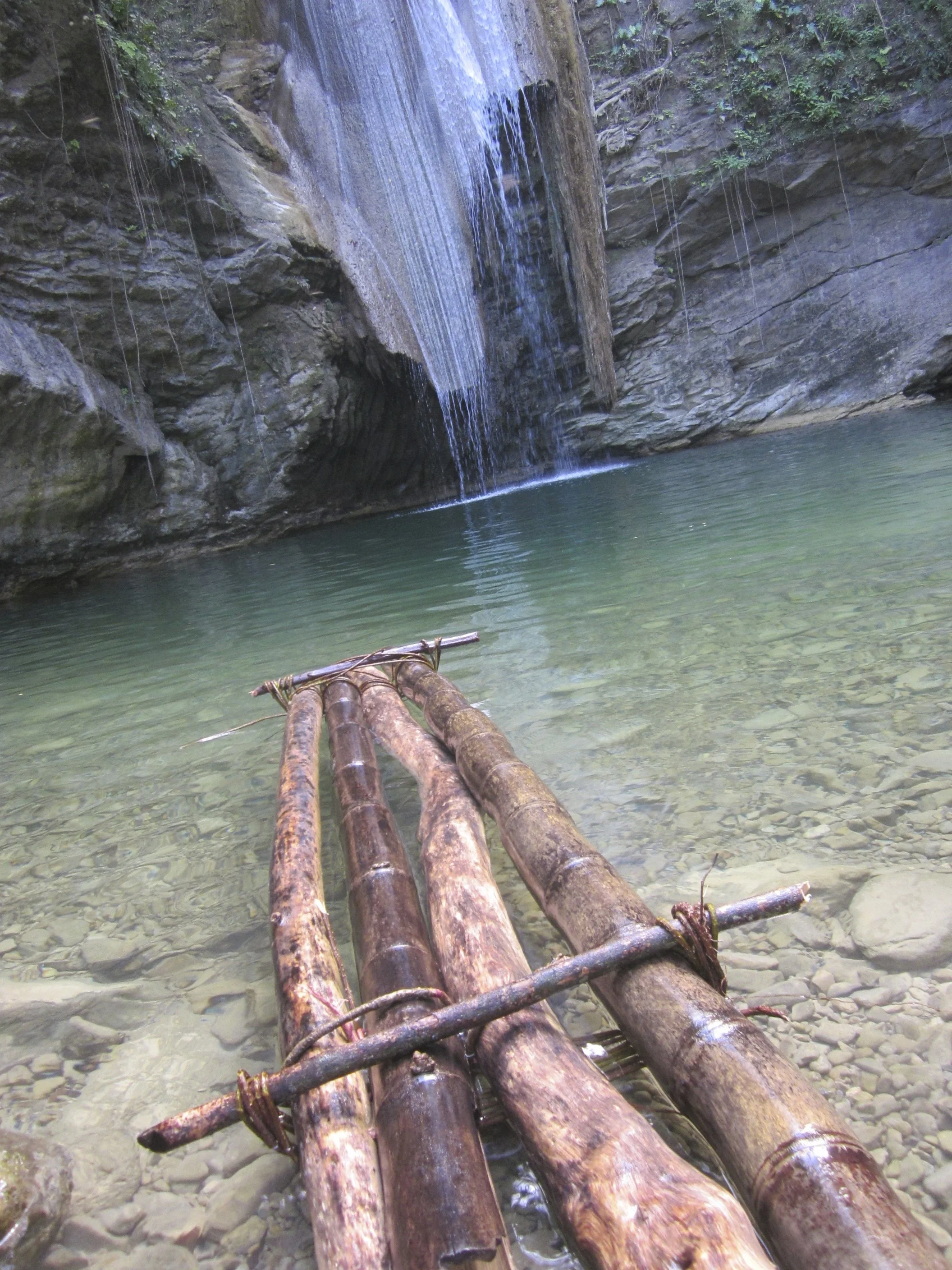 Giant Bamboo Raft - heading for waterfall back massage