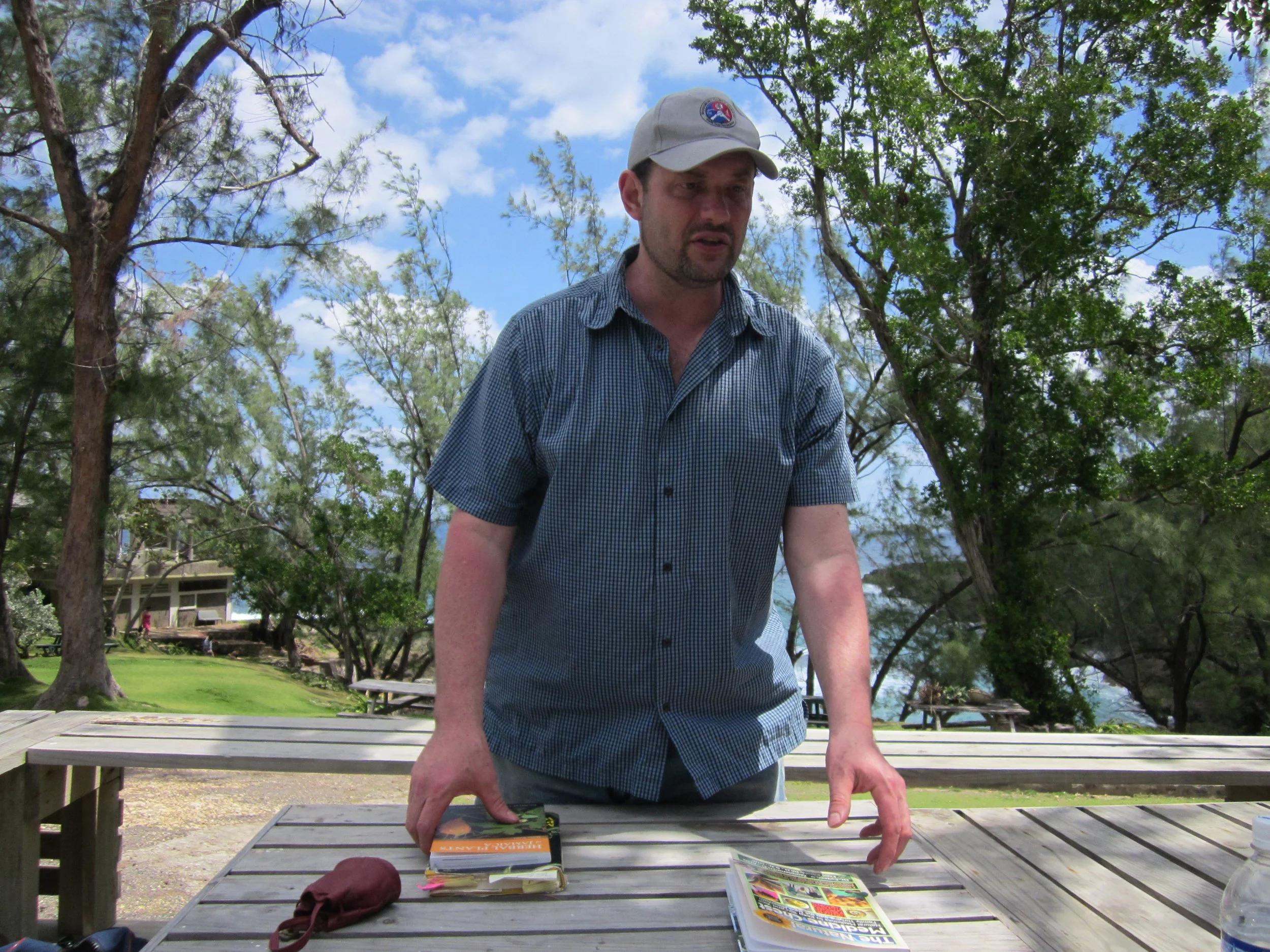 Dr. Zampieron teaching herbal medicine in Jamaica - outdoor classroom