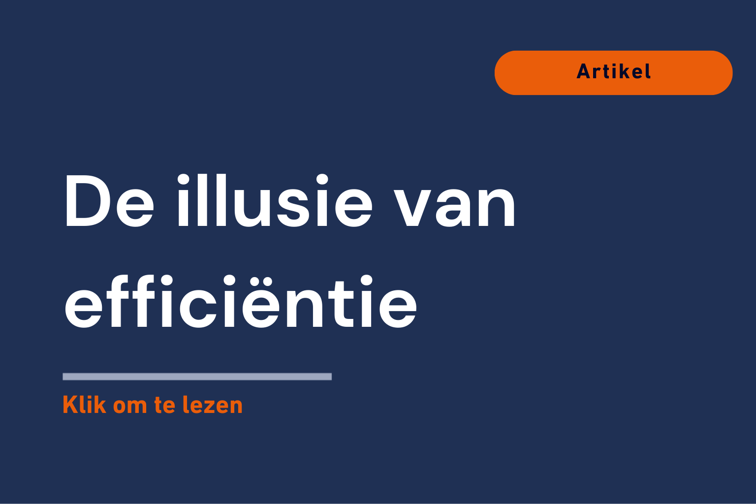 De illusie van efficiëntie