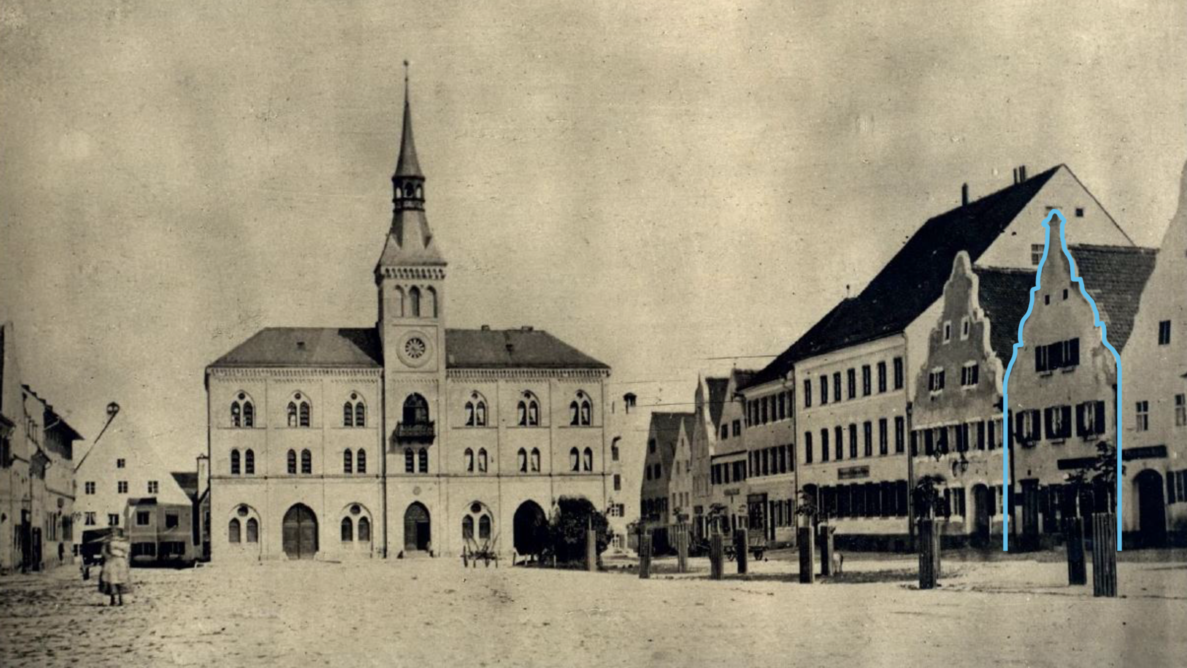 Unterer Hauptplatz um 1880 / Historische Gebäudeansicht