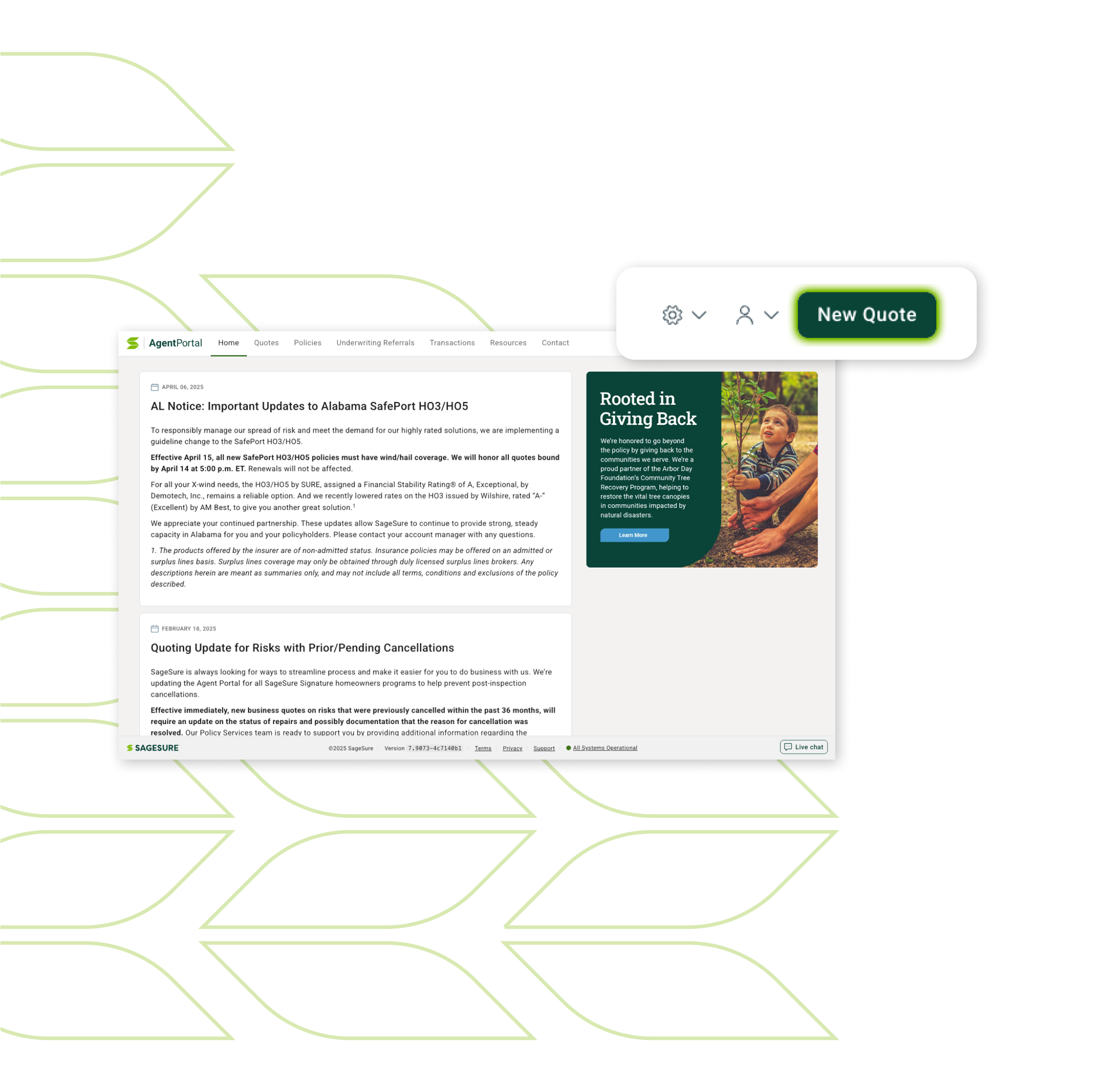 Access the Portal. Unlock the Potential. # 3# |  
Agent Portal is ready when you are. Quoting SageSure commercial is fast, flexible, and producer-friendly. Auto-populated property data reduces burdensome data-entry and ensures accuracy in pricing and