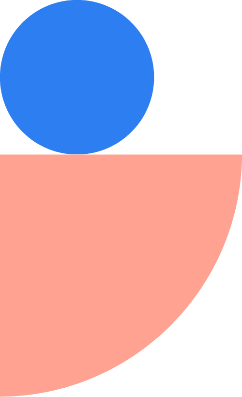 Kreis blau und viertelkreis rot