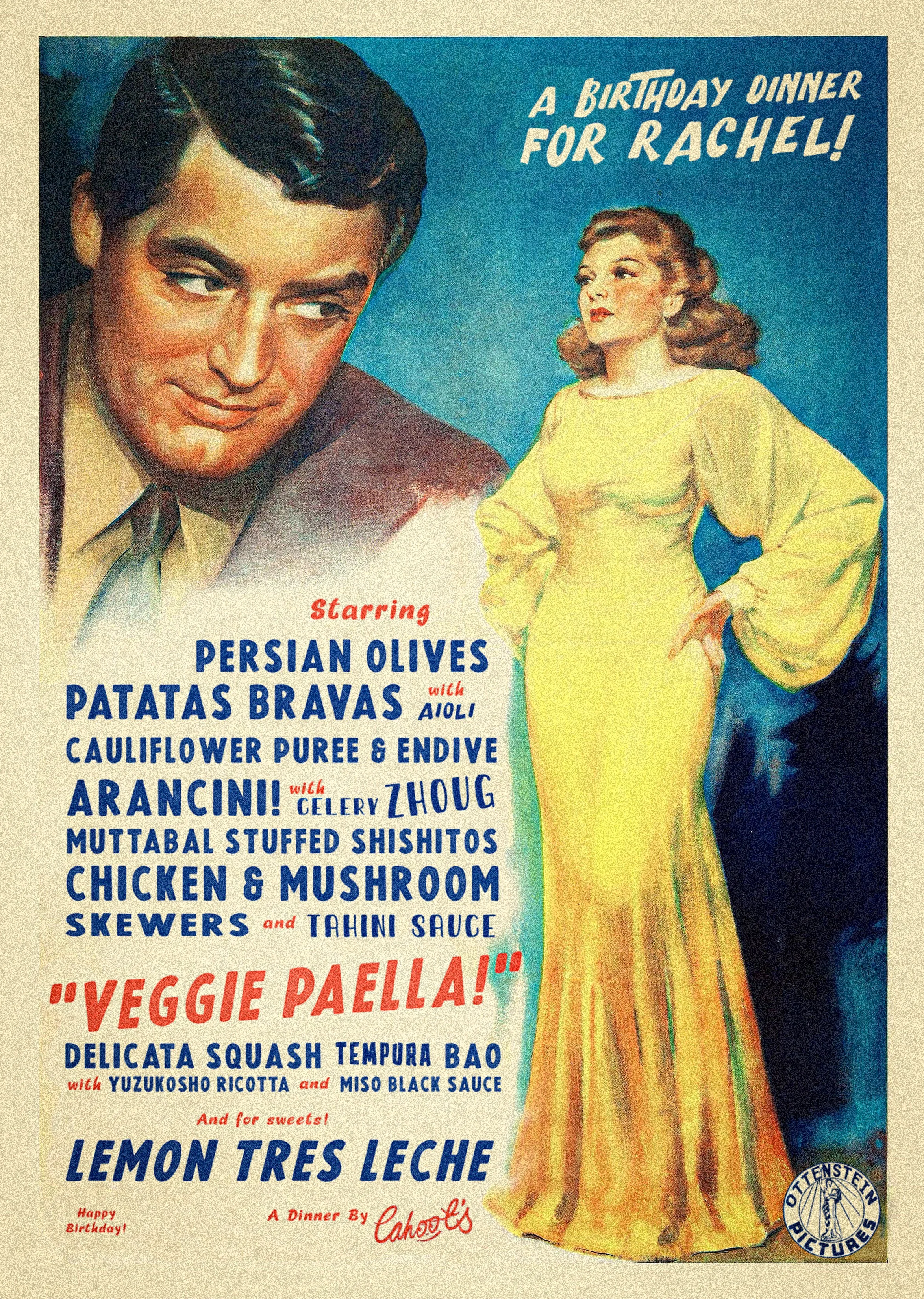 A menu for a client who loves vintage romance movies!