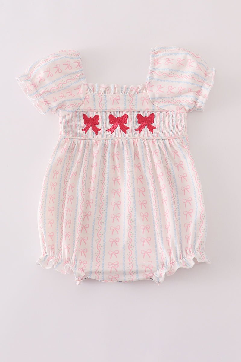 BOW EMBROIDERY SMOCKED BUBBLE