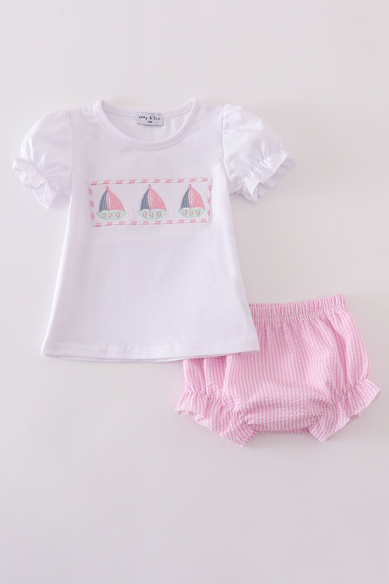 SEERSUCKER SAILBOAT BLOOMER SET