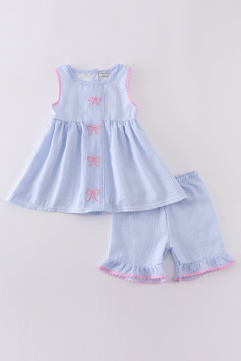 BOW STRIPED SEERSUCKER SET