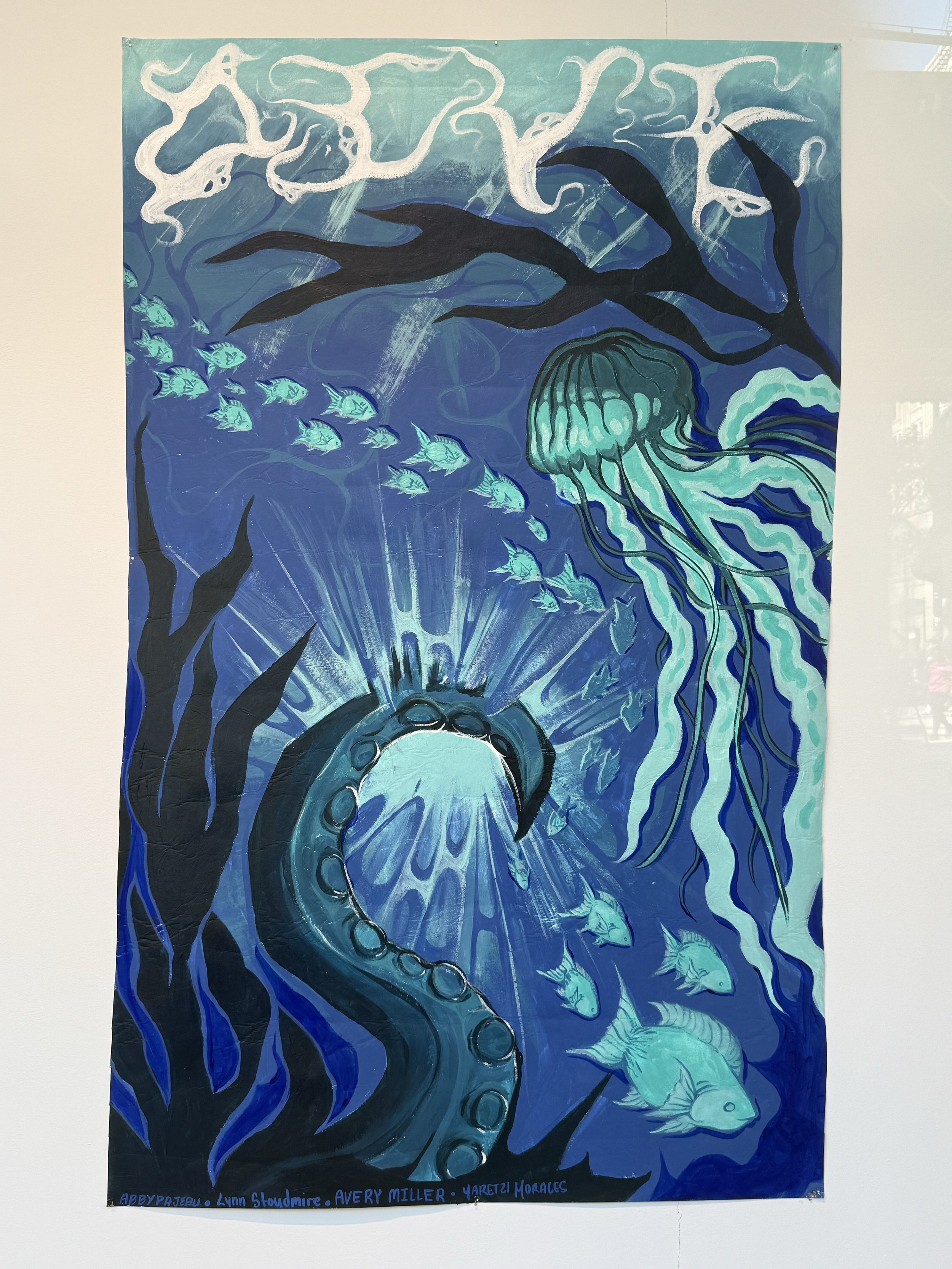 "Dive" Group Mural in Collaboration with Abby Pajeau, Yaretzi Morales, and Lynn Stoudmire