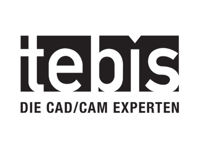 Logo mit dem Text 'tebis' und dem Slogan 'DIE CAD/CAM EXPERTEN'